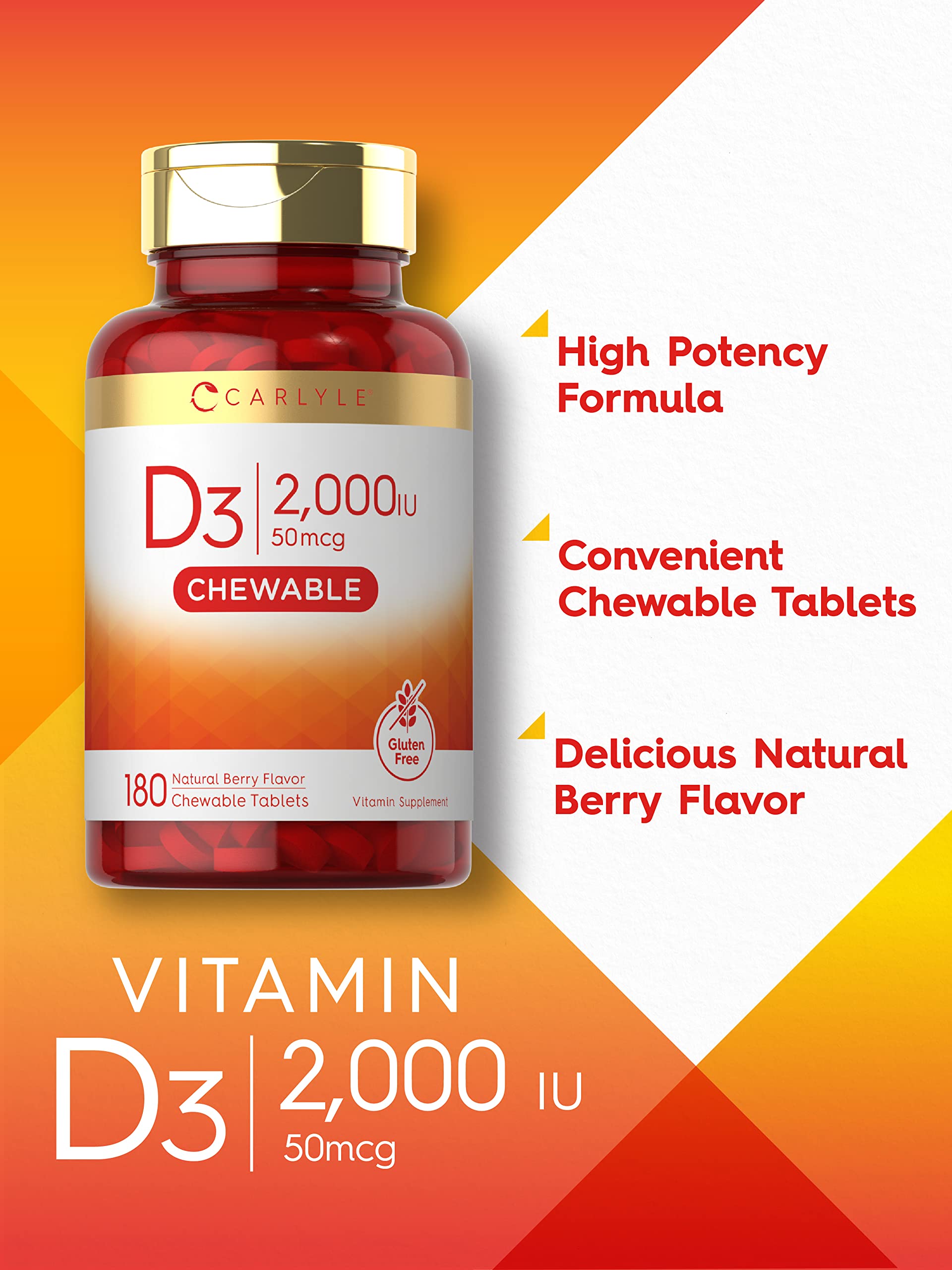 Foto 3 | Suplemento Carlyle De Vitamina D3 Masticable 2000 Ui (50 Mcg) X180 - Venta Internacional.