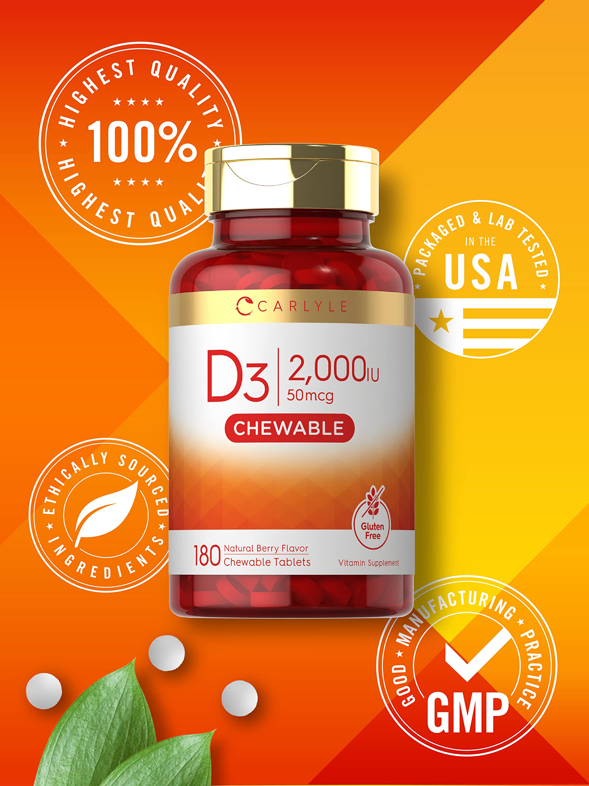 Foto 5 | Suplemento Carlyle De Vitamina D3 Masticable 2000 Ui (50 Mcg) X180 - Venta Internacional.