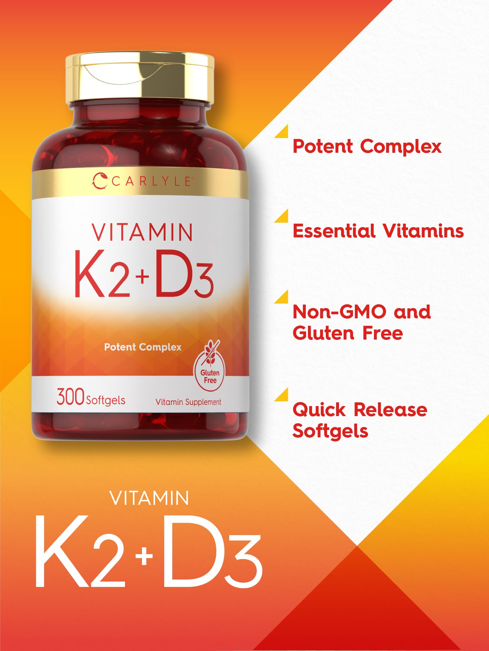 Foto 5 pulgar | Complemente Las 300 Cápsulas Blandas De Vitamina K2 Y D3 De Carlyle - Venta Internacional.