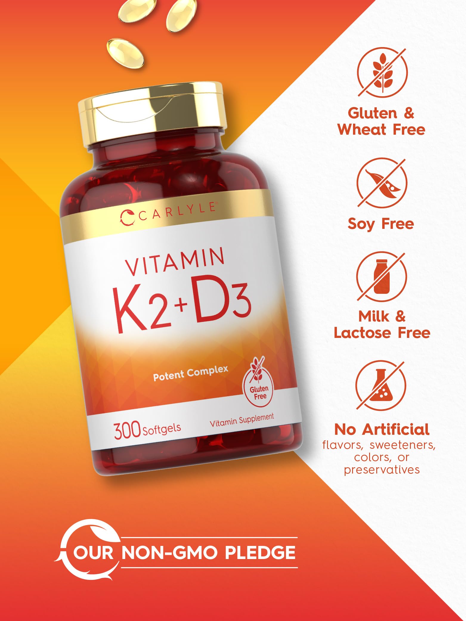 Foto 6 pulgar | Complemente Las 300 Cápsulas Blandas De Vitamina K2 Y D3 De Carlyle - Venta Internacional.