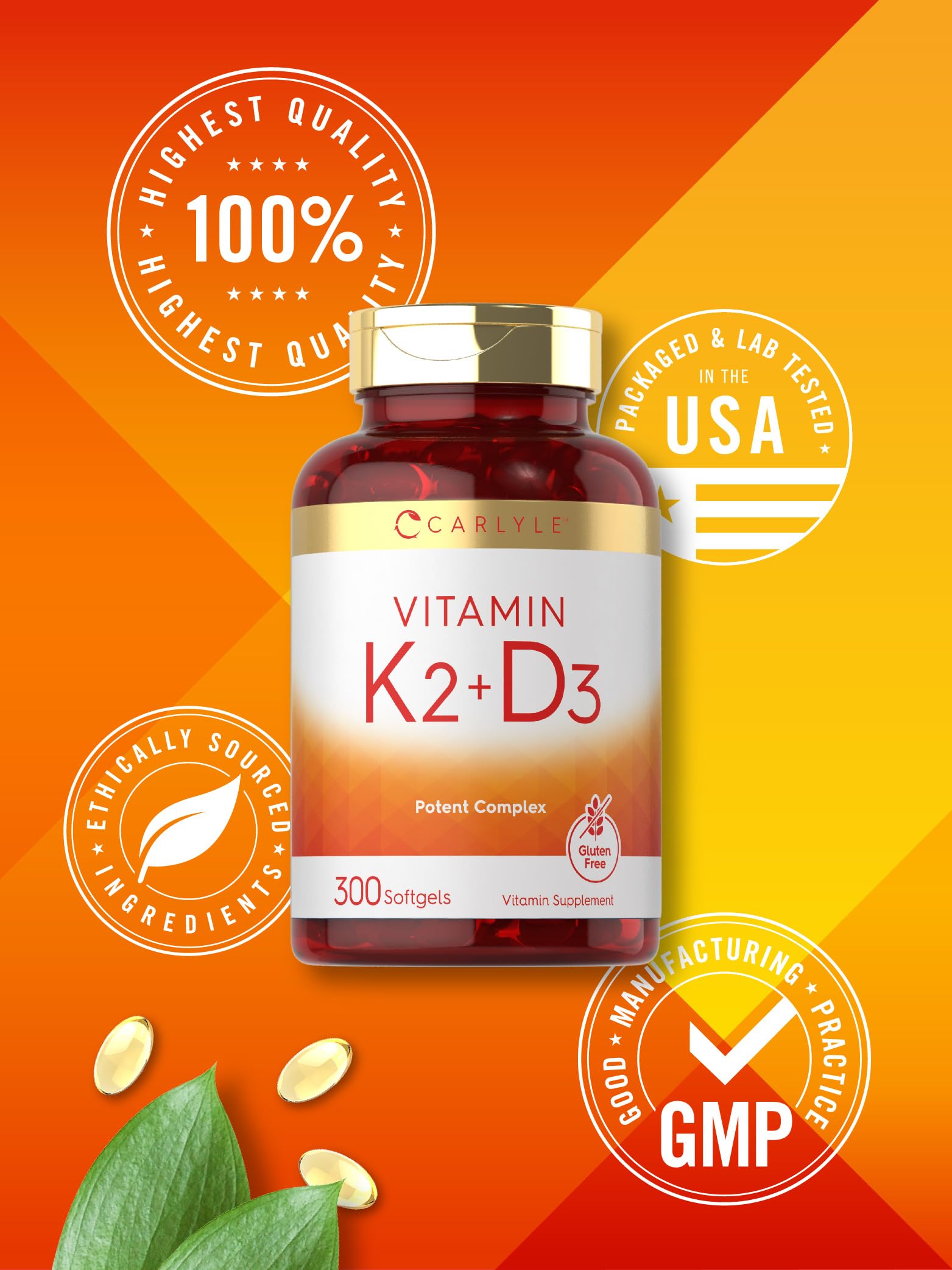 Foto 7 pulgar | Complemente Las 300 Cápsulas Blandas De Vitamina K2 Y D3 De Carlyle - Venta Internacional.
