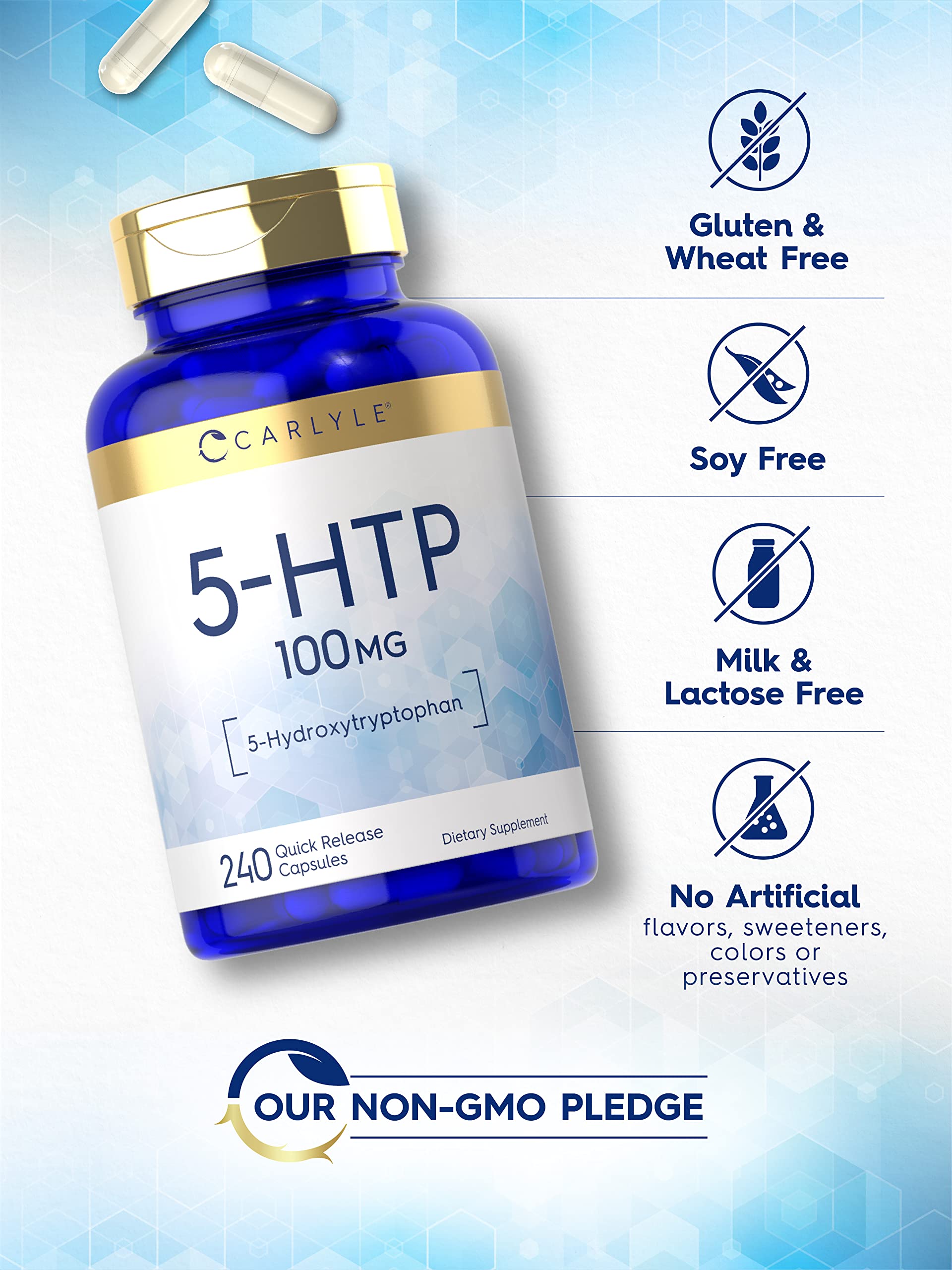 Foto 5 pulgar | Suplemento Carlyle 5htp 100 Mg 240 Cápsulas De 5-hidroxitriptófano - Venta Internacional.