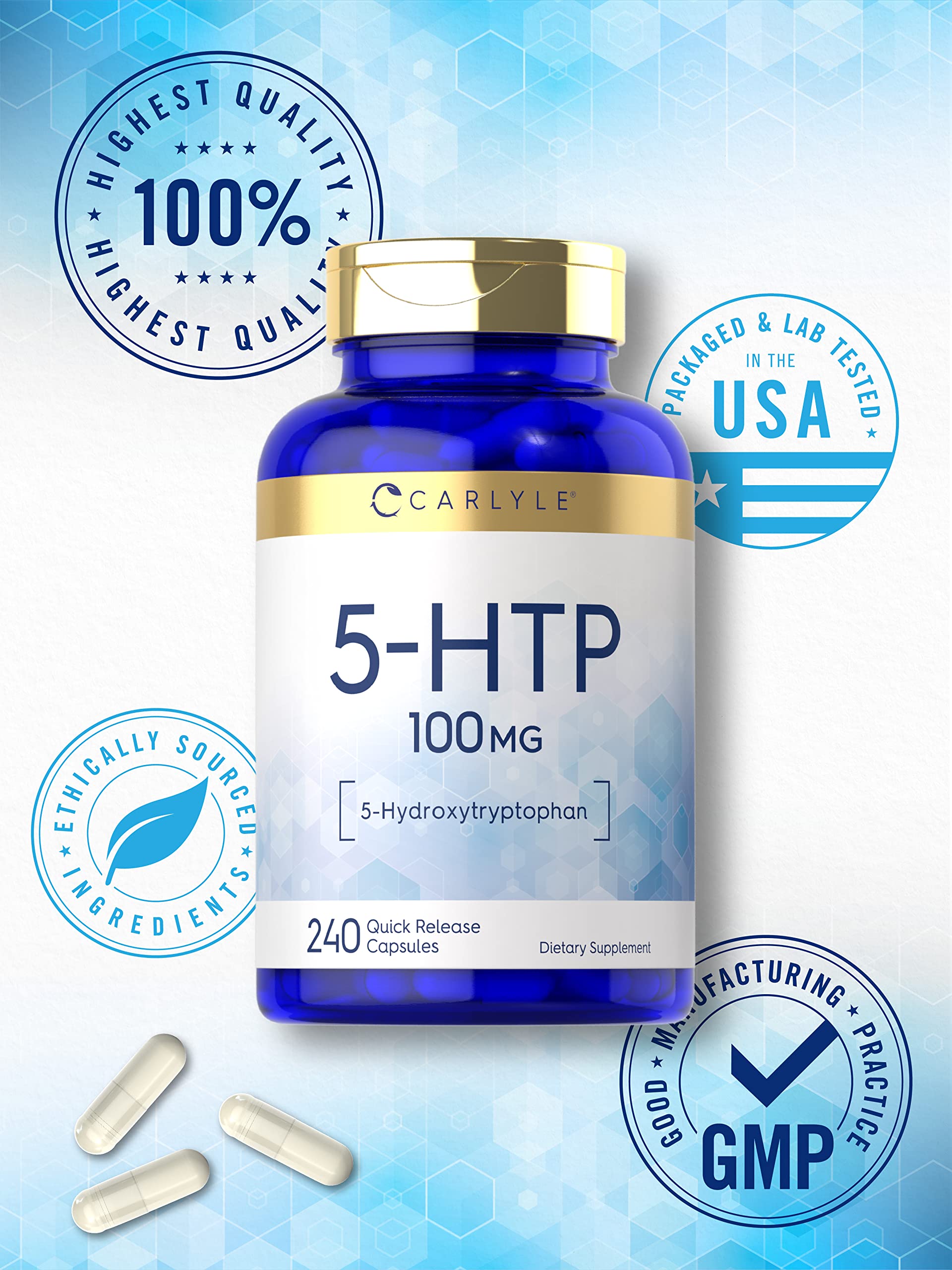 Foto 6 pulgar | Suplemento Carlyle 5htp 100 Mg 240 Cápsulas De 5-hidroxitriptófano - Venta Internacional.
