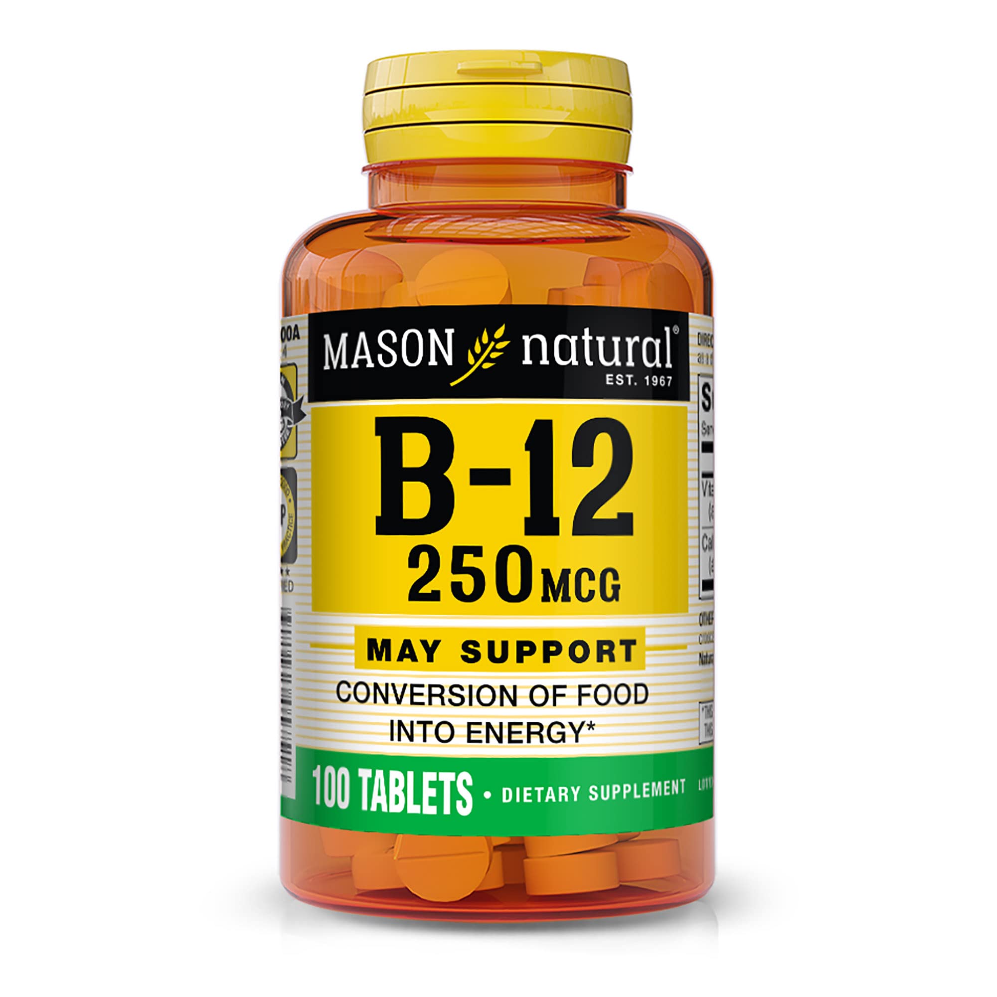 Foto 2 pulgar | Suplemento Mason Natural De Vitamina B12 250 Mcg Con Calcio 100 Comprimidos - Venta Internacional.