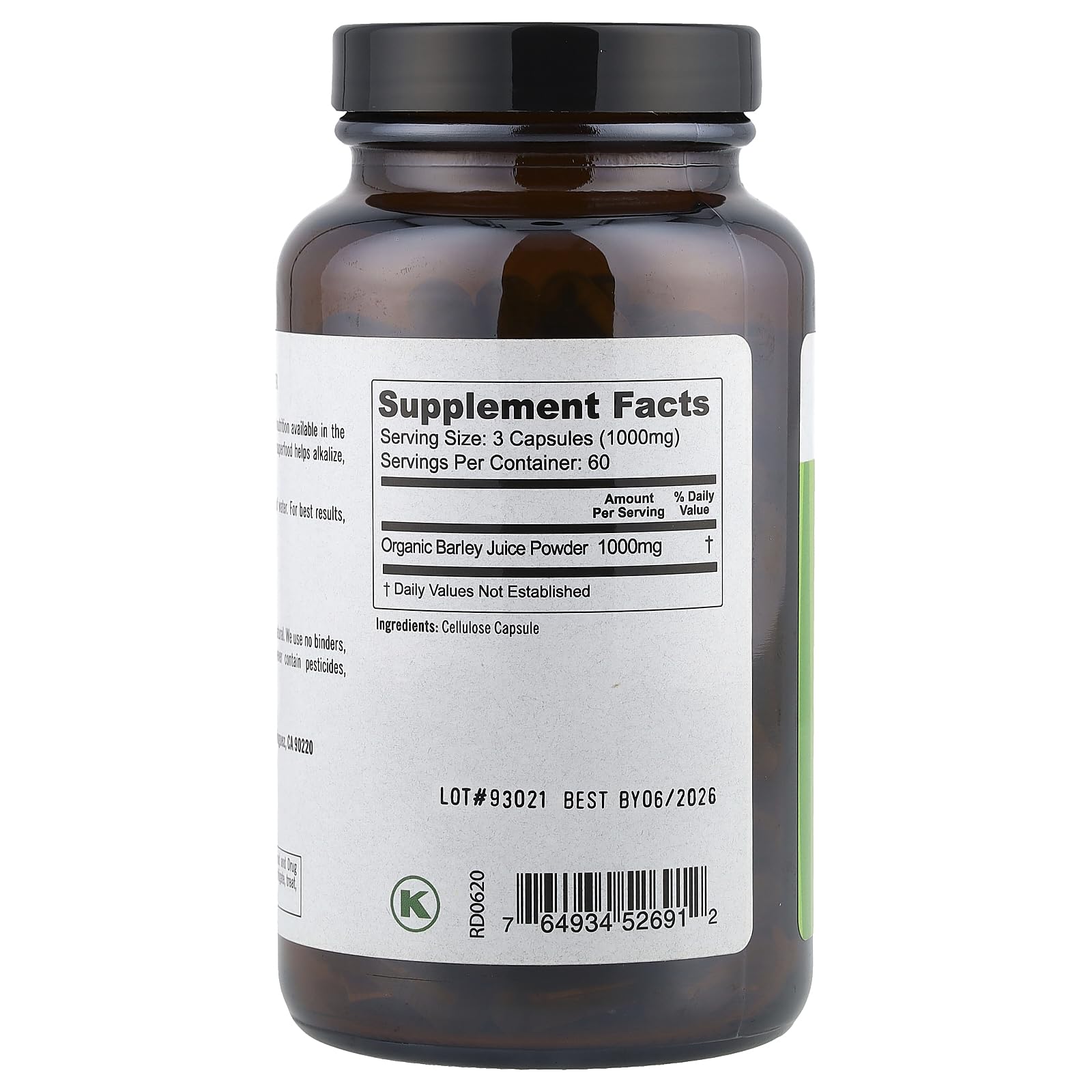 Foto 3 pulgar | Suplemento Pure Planet Just Barley 180 Comprimidos - Venta Internacional.