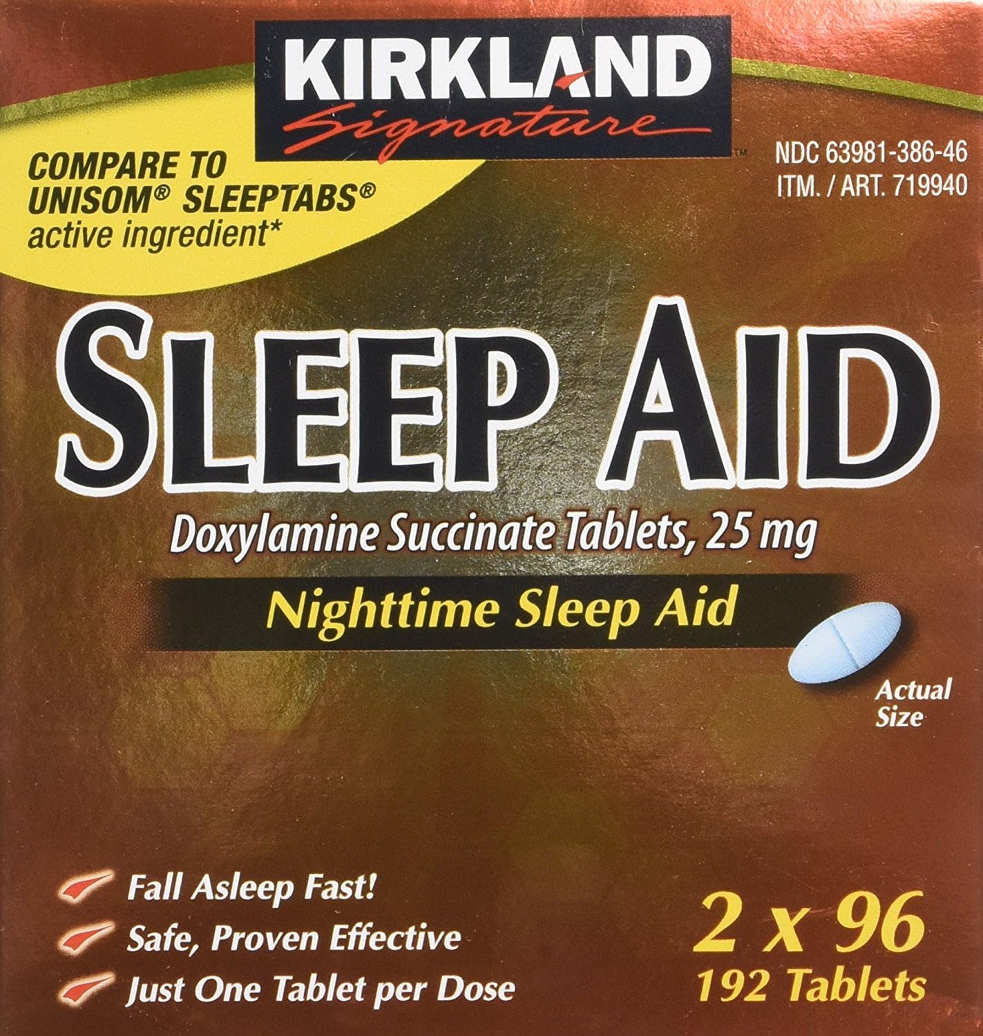 Foto 3 pulgar | Sleep Aid Kirkland Signature 192 Comprimidos Doxilamina 25 Mg - Venta Internacional.