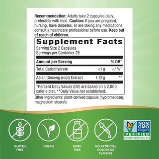 Foto 5 | Suplemento Nature's Way Con Ginseng Asiático 50 Cápsulas - Venta Internacional.