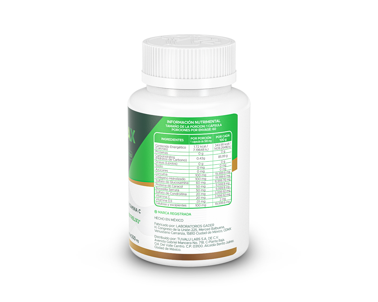 Foto 3 pulgar | Suplemento Alimenticio Regemax  Nutrelix + Boswellia Serrata + Curcuma  60 Cápsulas  30 Gr  3 Pack.