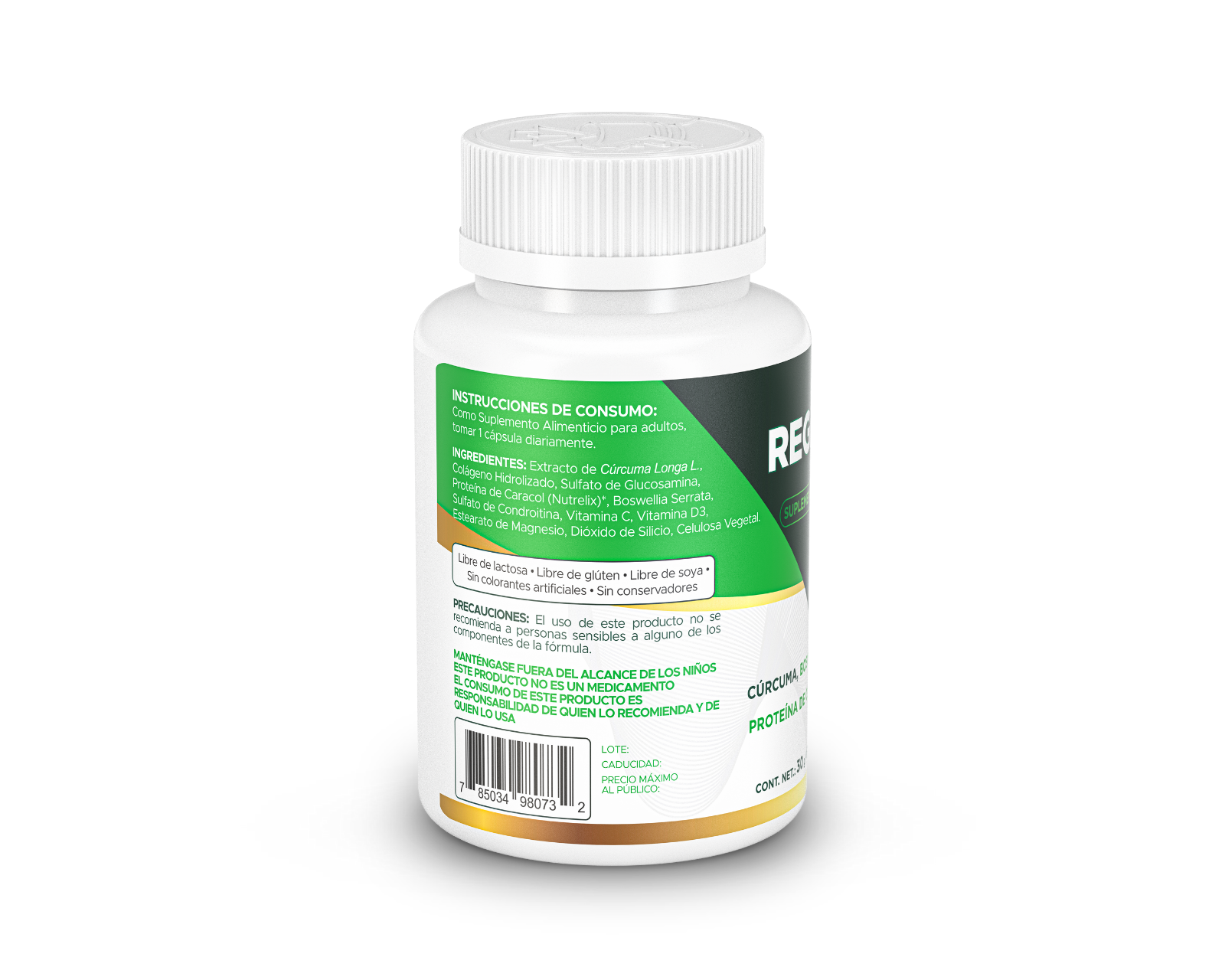 Foto 4 pulgar | Suplemento Alimenticio Regemax  Nutrelix + Boswellia Serrata + Curcuma  60 Cápsulas  30 Gr  3 Pack.