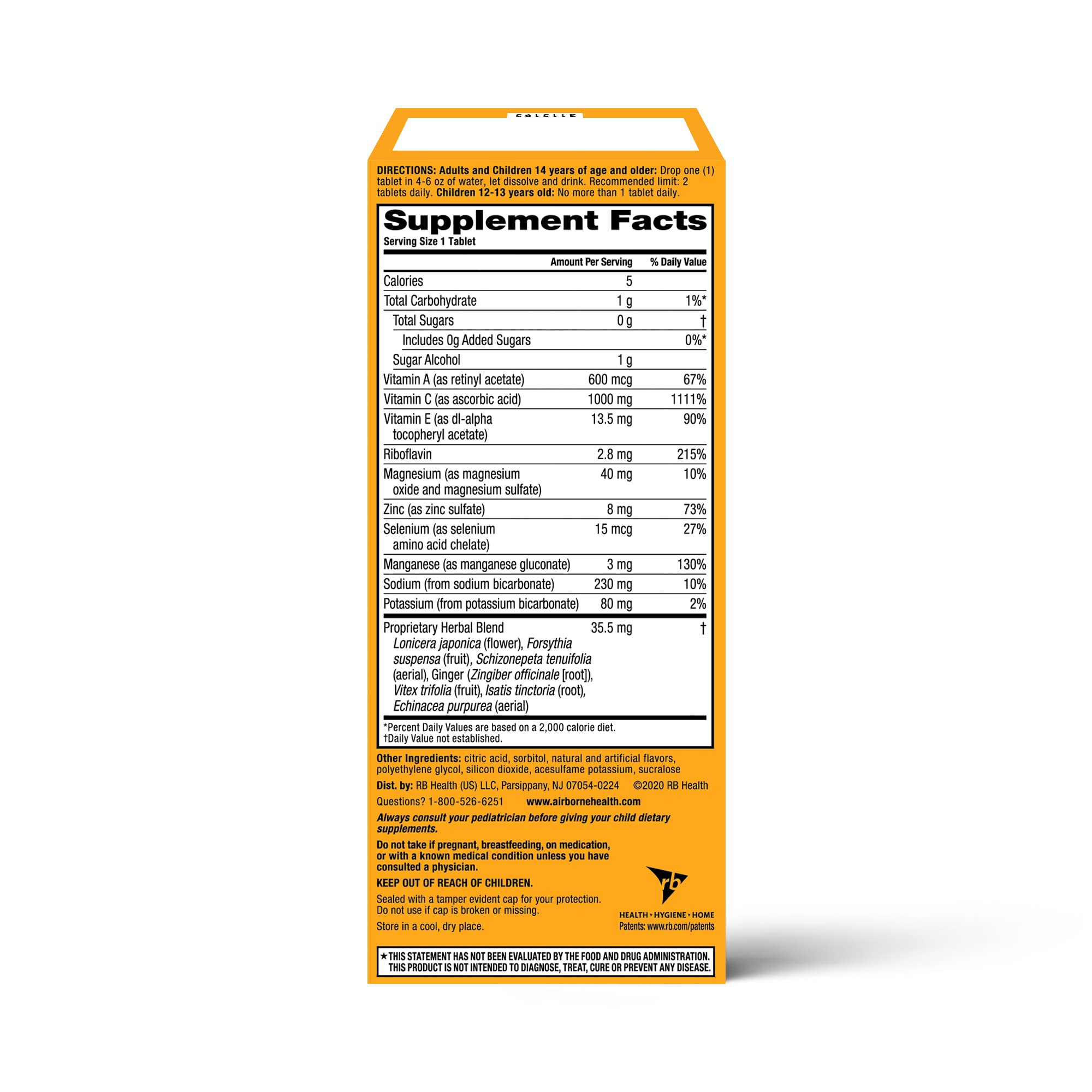 Foto 5 pulgar | Tabletas Efervescentes Airborne De 1000 Mg De Vitamina C Con Zinc - Venta Internacional.