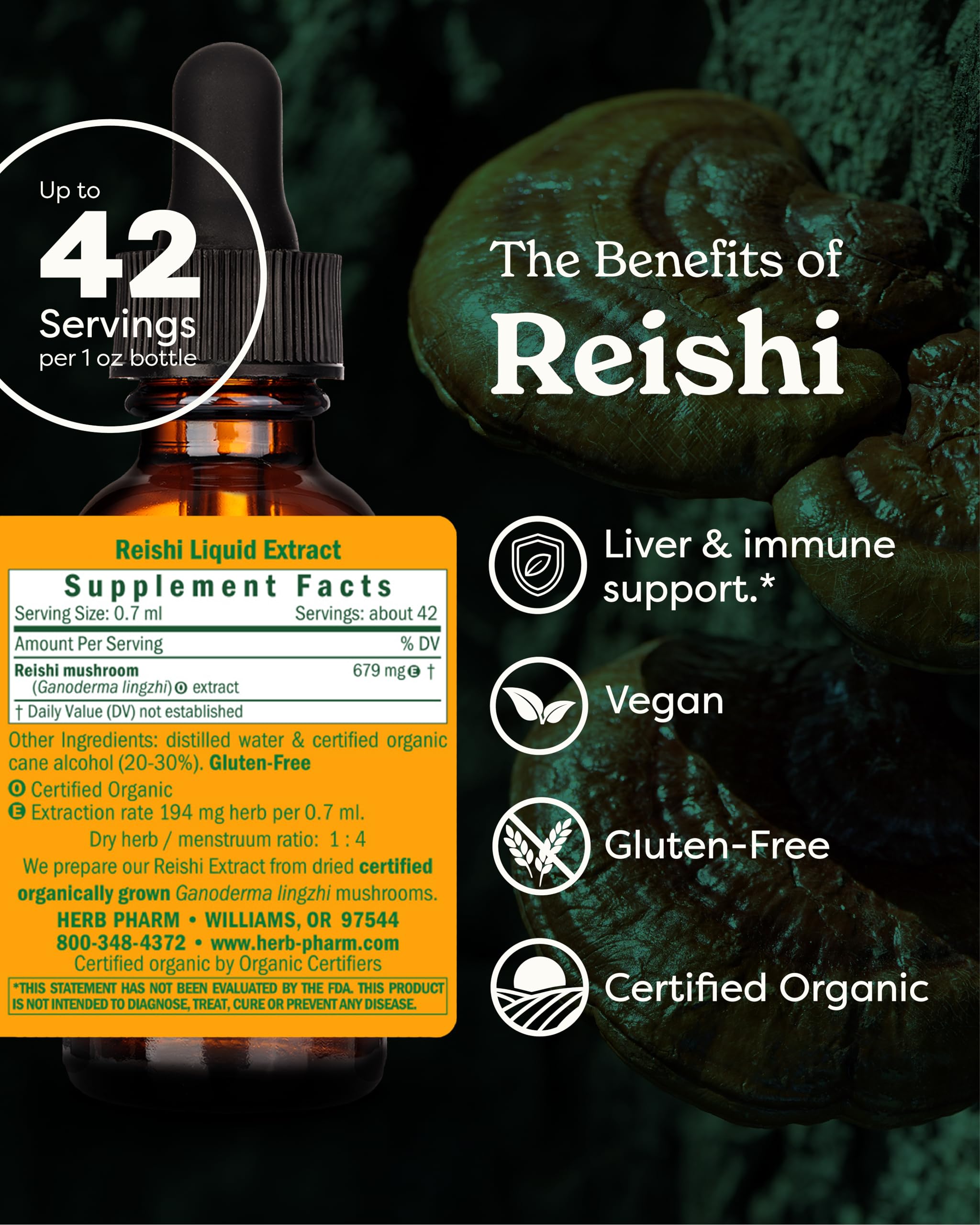 Foto 2 | Suplemento De Extracto De Hongo Reishi De Herb Pharm  30 Ml - Venta Internacional.