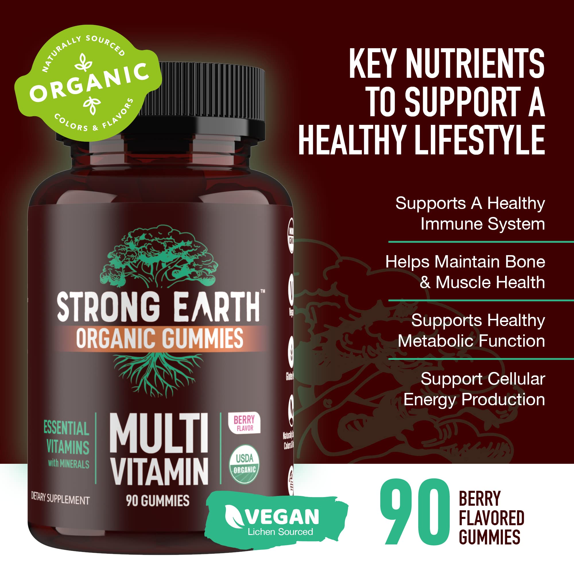 Foto 3 pulgar | Gomitas Multivitamínicas Yum-v's Strong Earth Organic Adults - Venta Internacional.