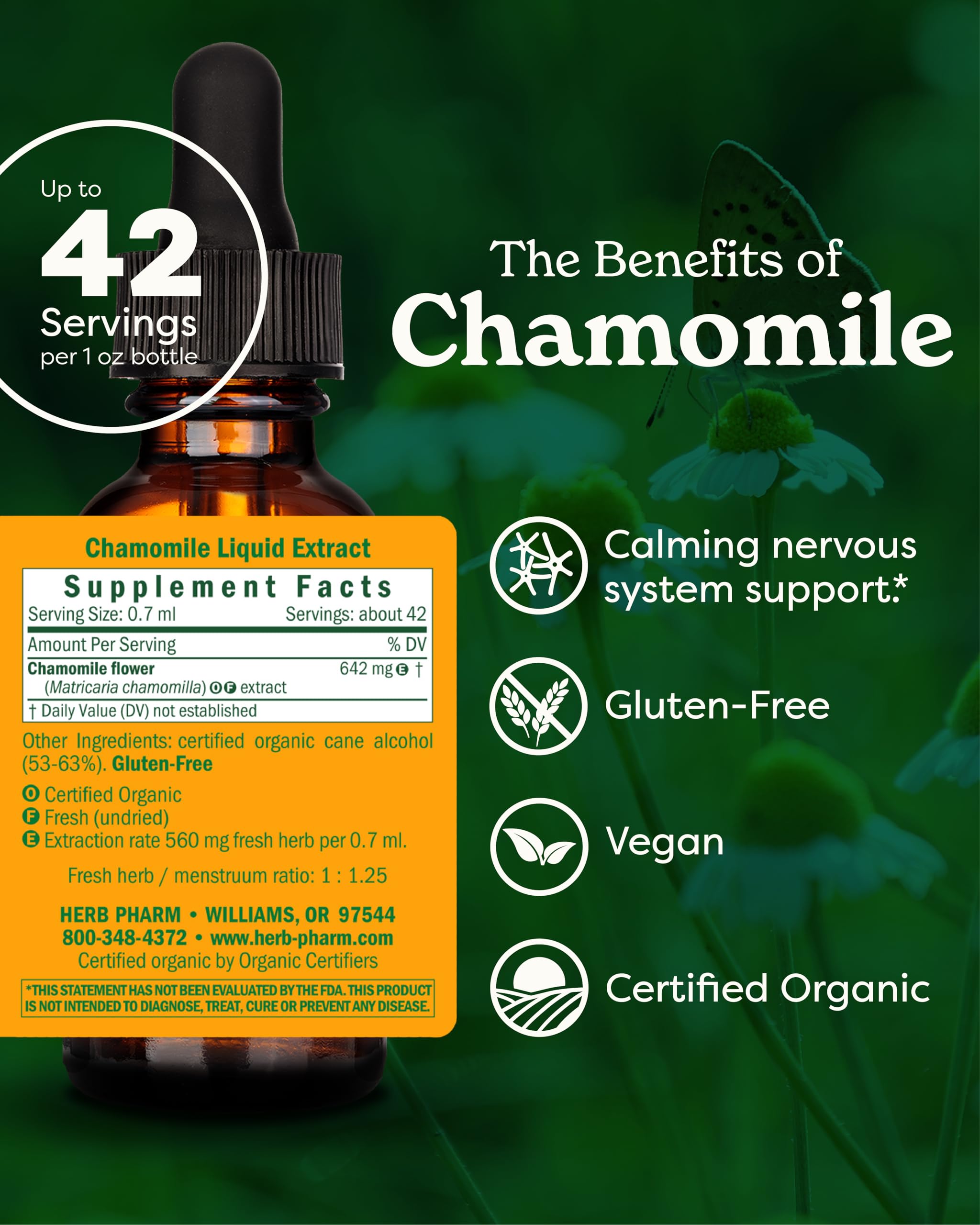 Foto 3 pulgar | Extracto Líquido De Manzanilla Herb Pharm  30 Ml  Orgánico - Venta Internacional.