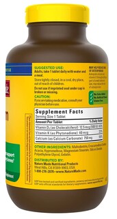 Foto 2 | Suplemento Nature Made Calcium 750 Mg Con Vitaminas D&k 300 Comprimidos - Venta Internacional.