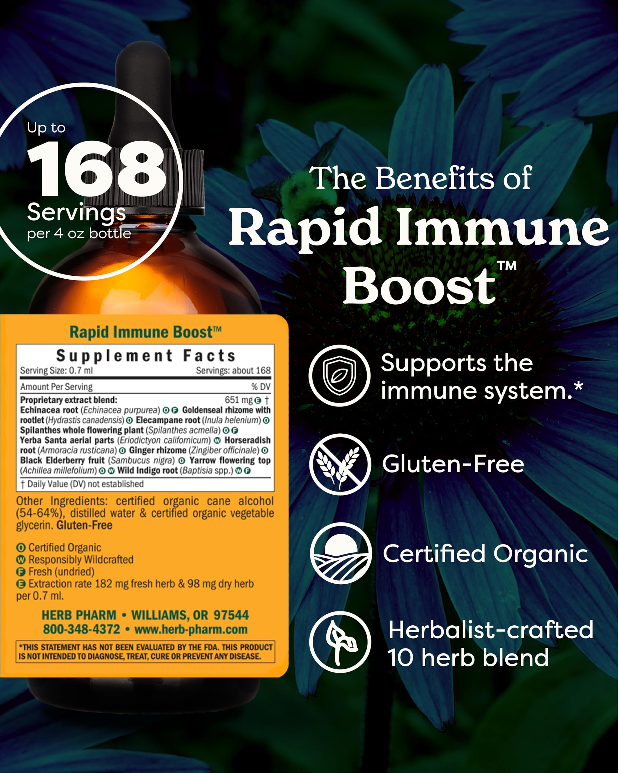 Foto 3 pulgar | Tintura Herb Pharm Organic Rapid Immune Boost 120 Ml Para Adultos - Venta Internacional.