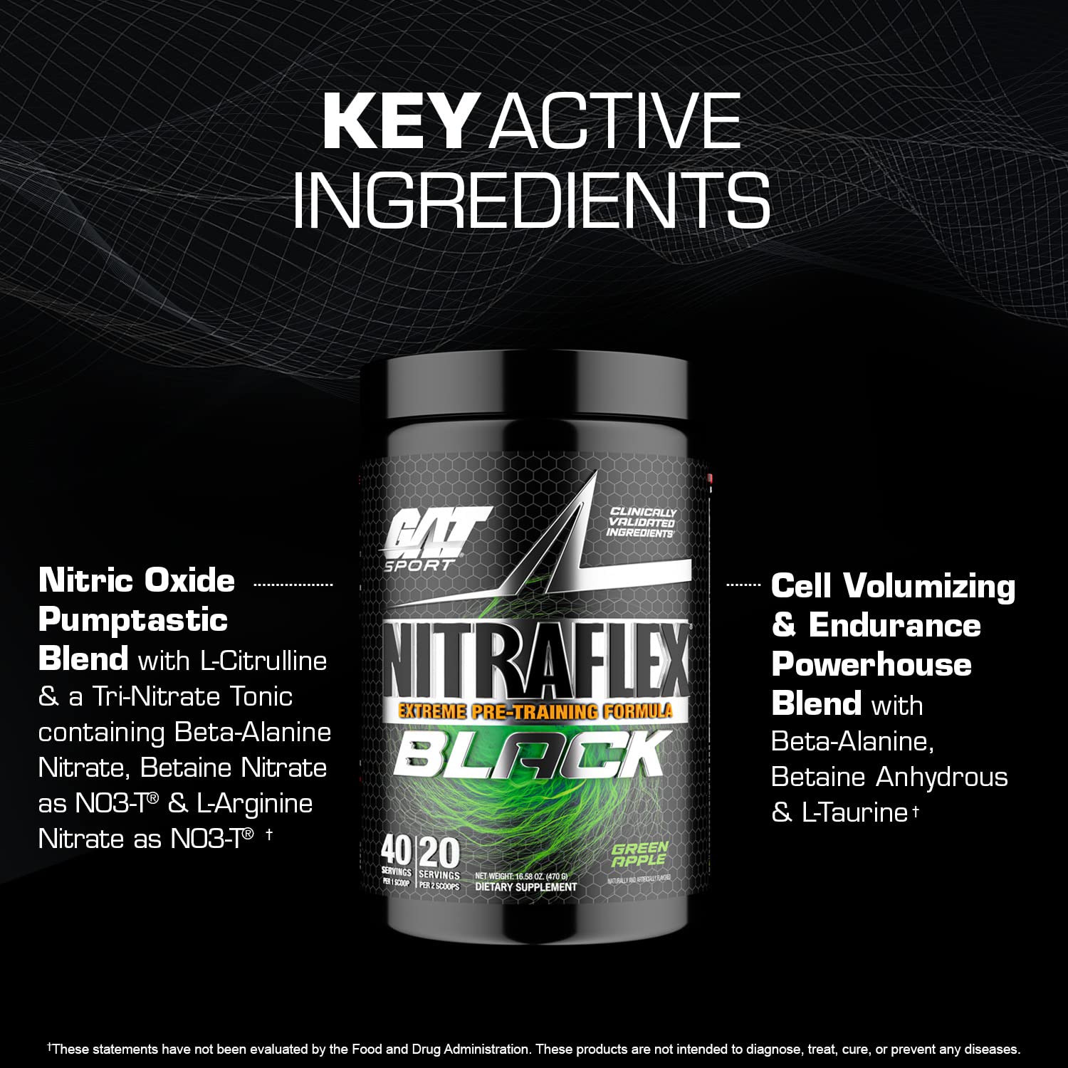 Foto 5 | Suplemento Gat Sport Nitraflex Black Pre-training 40 Porciones - Venta Internacional.
