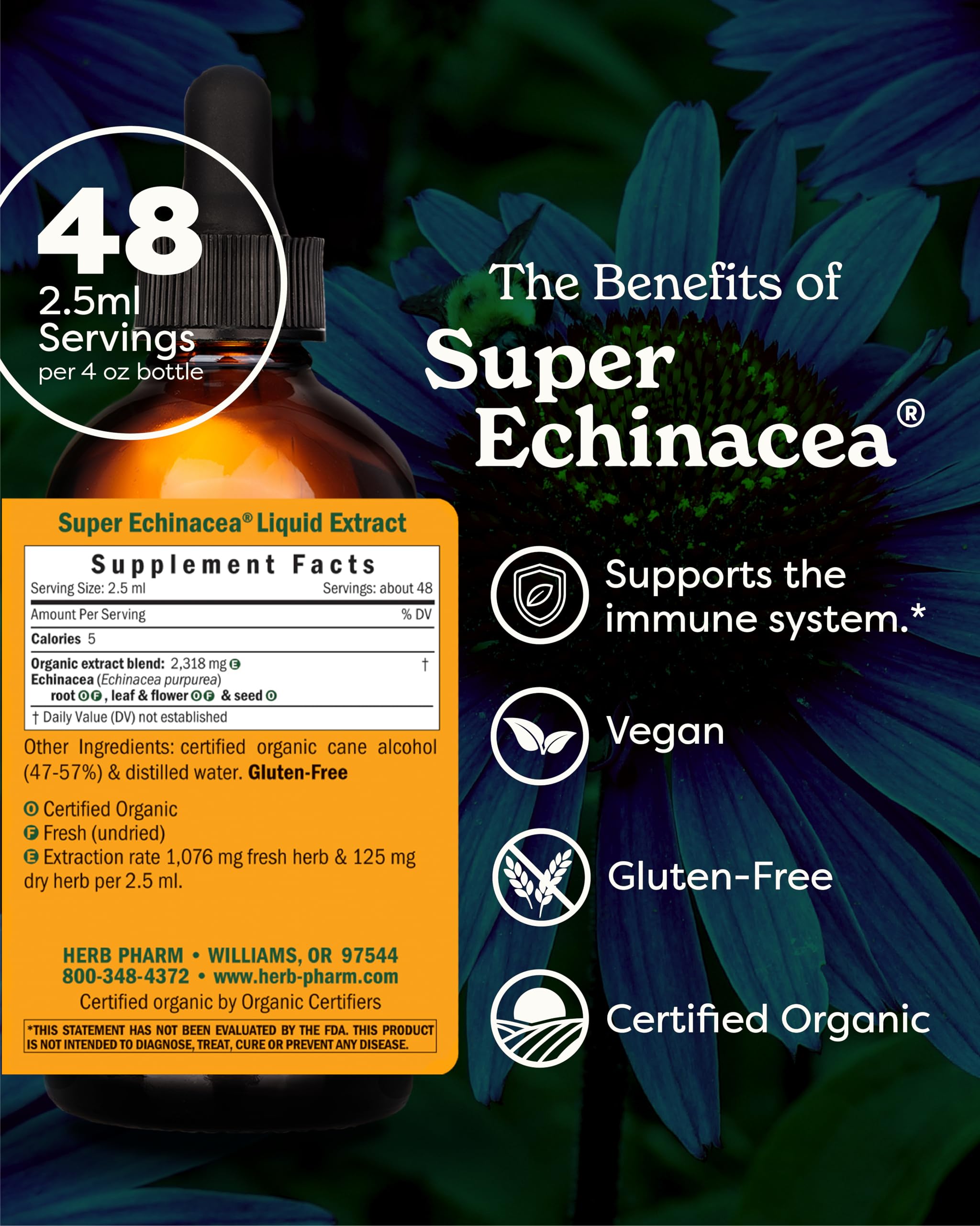 Foto 2 | Extracto Líquido Herb Pharm Super Echinacea  120 Ml  Orgánico - Venta Internacional.