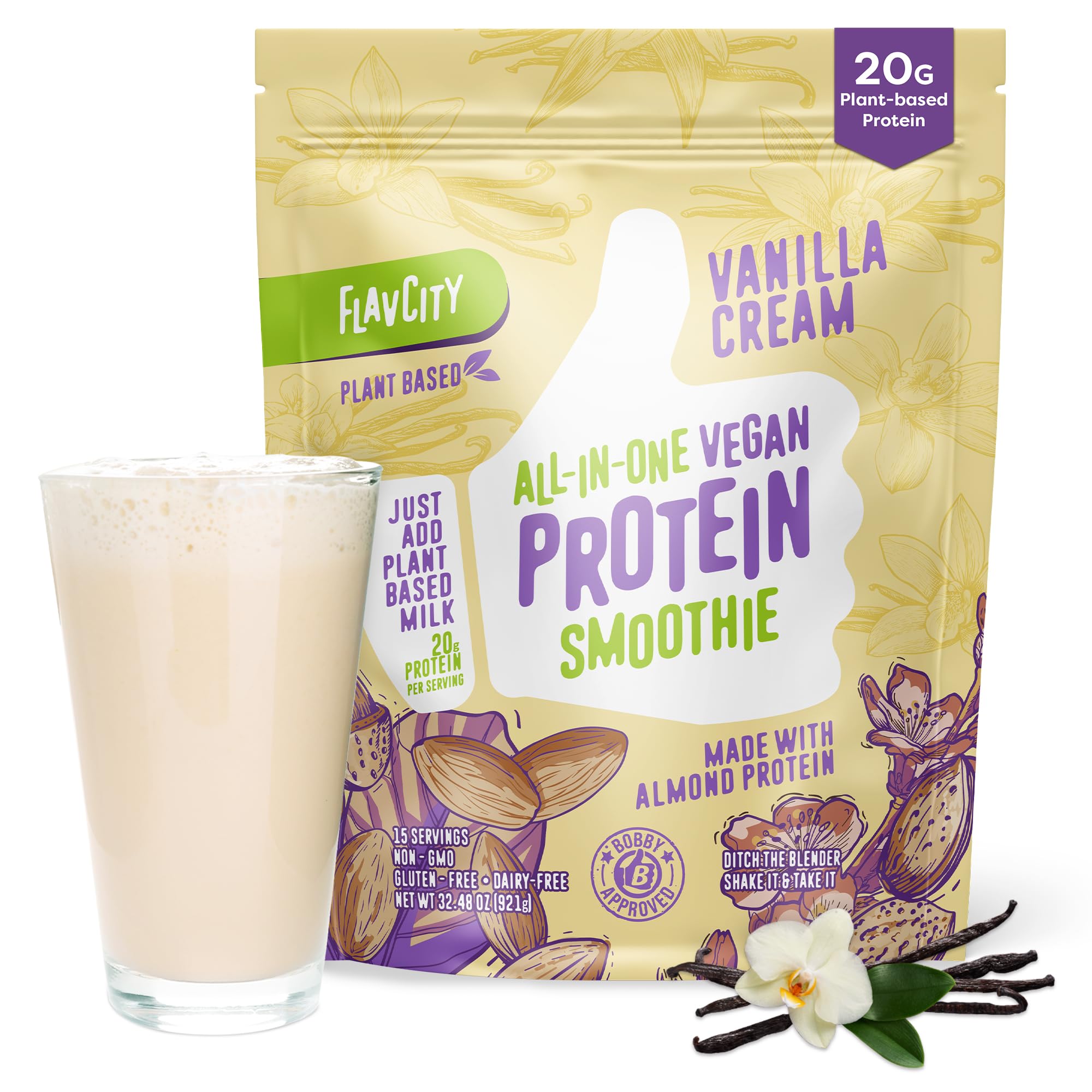Foto 2 pulgar | Batido De Vainilla Vegano Flavcity Con Proteína En Polvo  300 G - Venta Internacional.