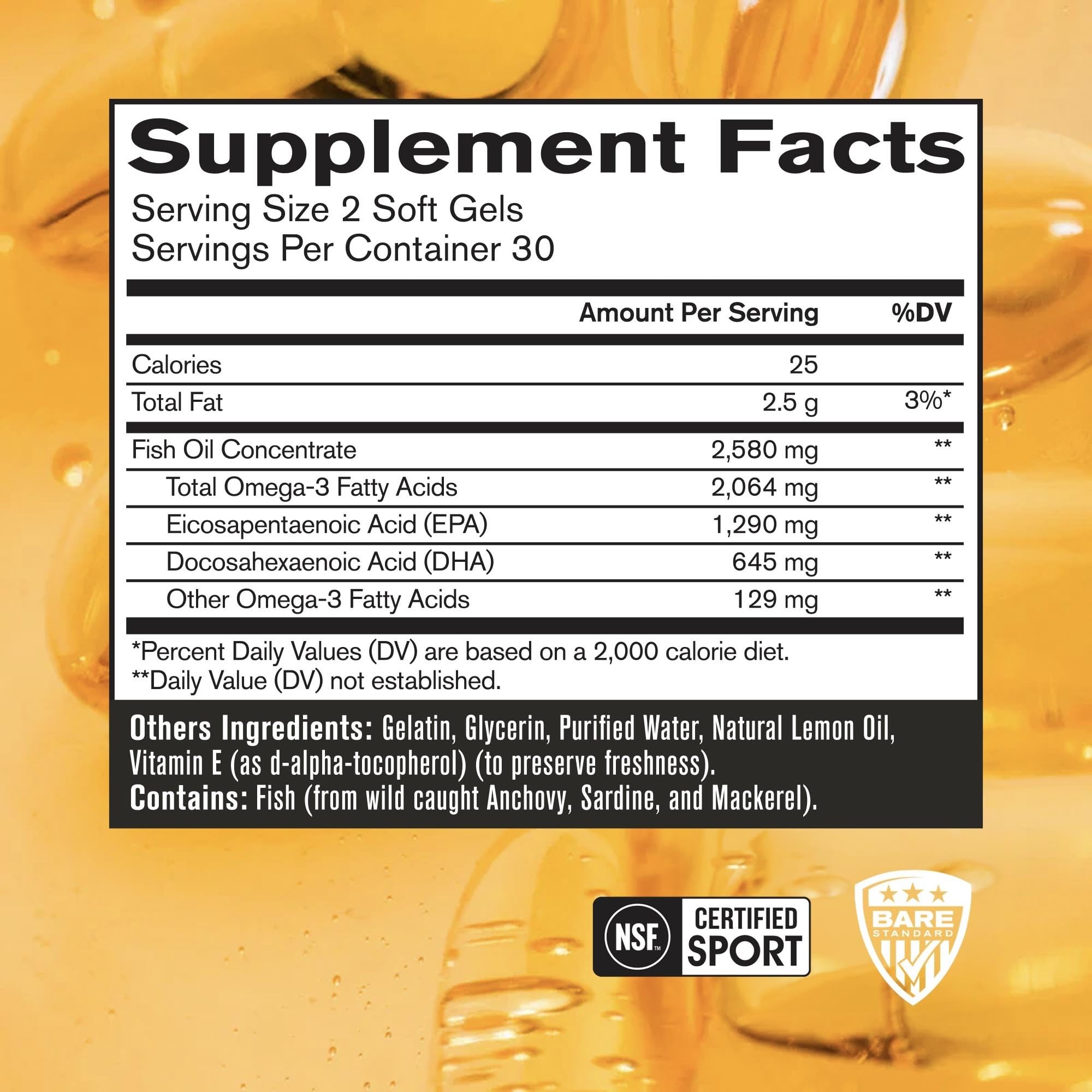 Foto 3 pulgar | Aceite De Pescado Strong Omega De Bare Performance Nutrition 30 Porciones - Venta Internacional.
