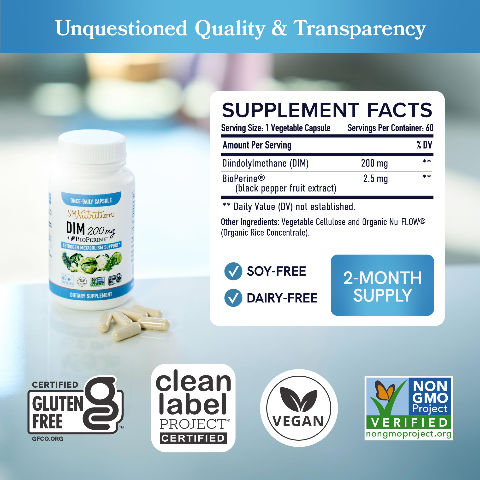 Foto 6 | Suplemento Smnutrition Dim 200 Mg  Equilibrio De Estrógenos  60 Unidades - Venta Internacional.