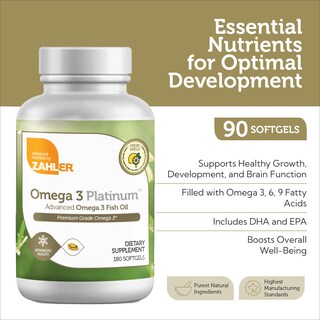 Foto 2 | Suplemento De Aceite De Pescado Omega 3 De Zahler, 180 Cápsulas Blandas - Venta Internacional.