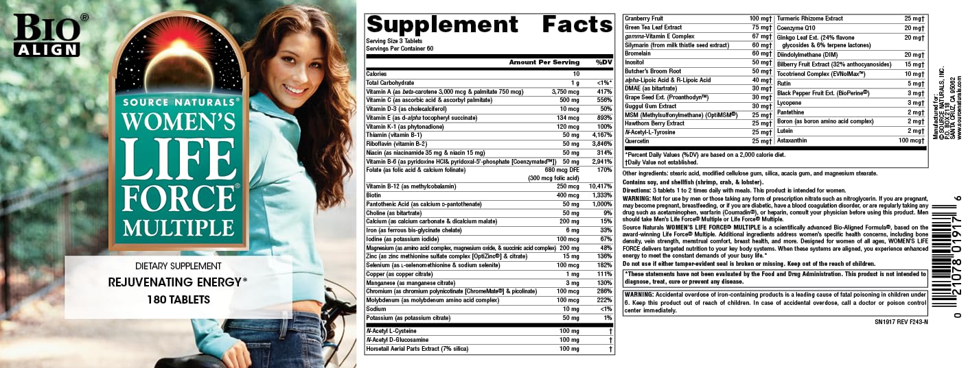 Foto 5 | Supplement Source Naturals Women's Life Force 180 Comprimidos - Venta Internacional.