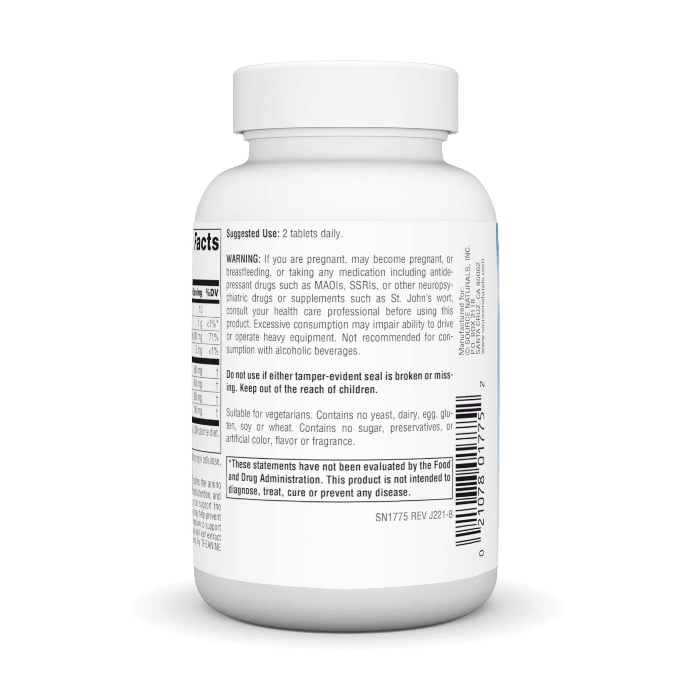 Foto 4 pulgar | Supplement Source Naturals Serene Science L-teanina Con Magnesio Y Gaba 60 Comprimidos - Venta Internacional.