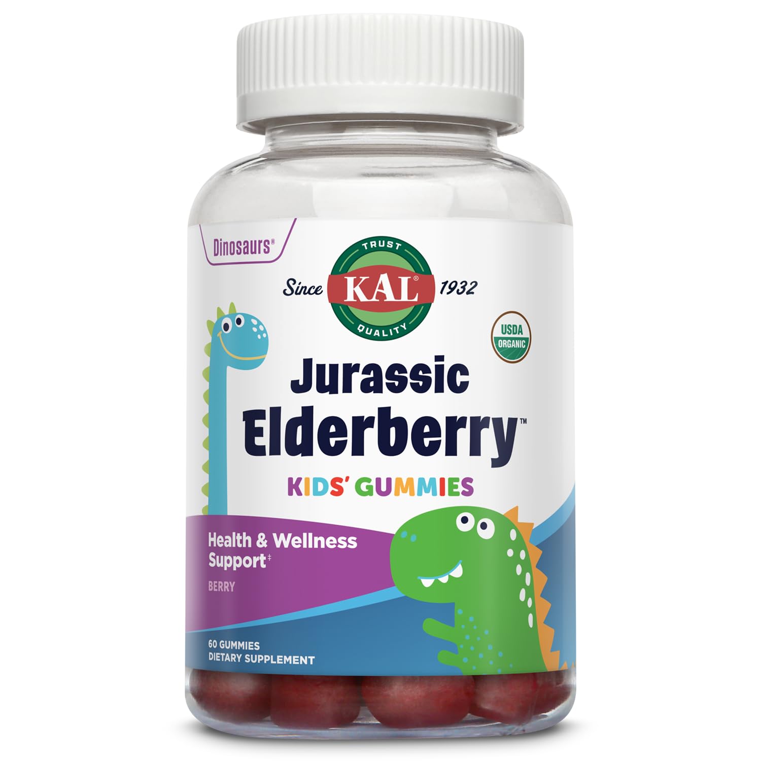Foto 2 pulgar | Gomitas Kal Jurassic Elderberry Kids 60 Unidades -  Venta Internacional