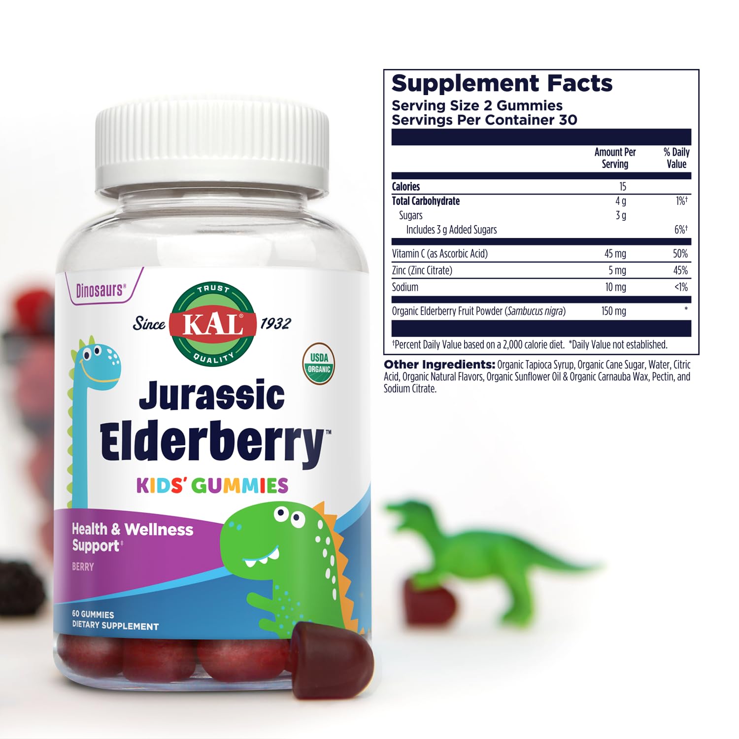 Foto 3 pulgar | Gomitas Kal Jurassic Elderberry Kids 60 Unidades -  Venta Internacional