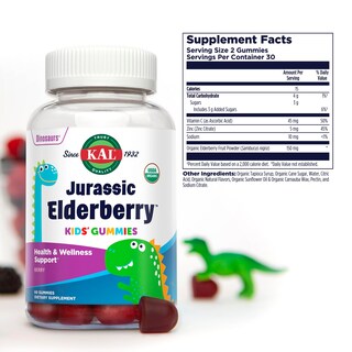 Foto 2 | Gomitas Kal Jurassic Elderberry Kids 60 Unidades - Venta Internacional