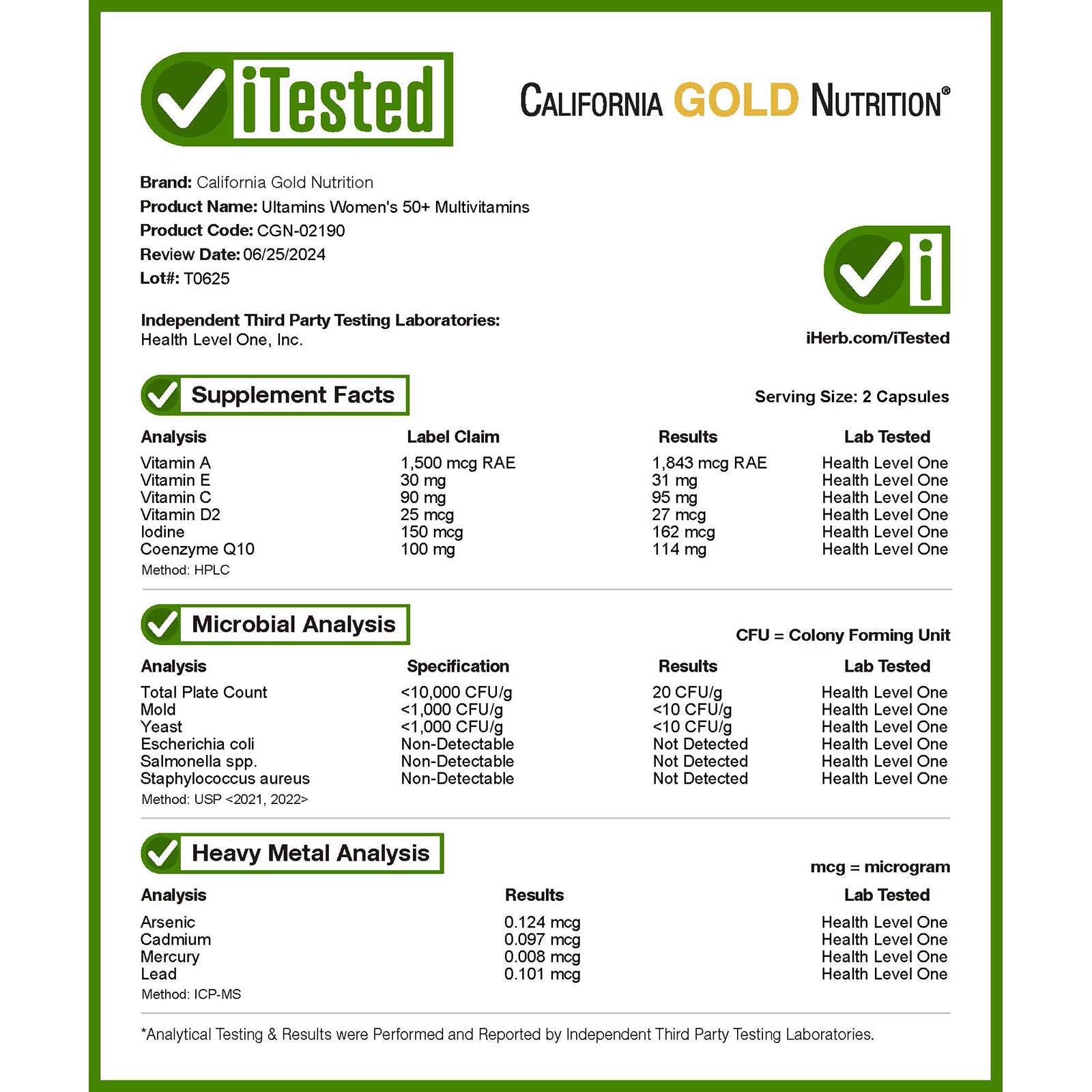 Foto 5 pulgar | Multivitamínico California Gold Nutrition Ultamins Para Mujer  50 O Más  60 Cápsulas - Venta Internacional.