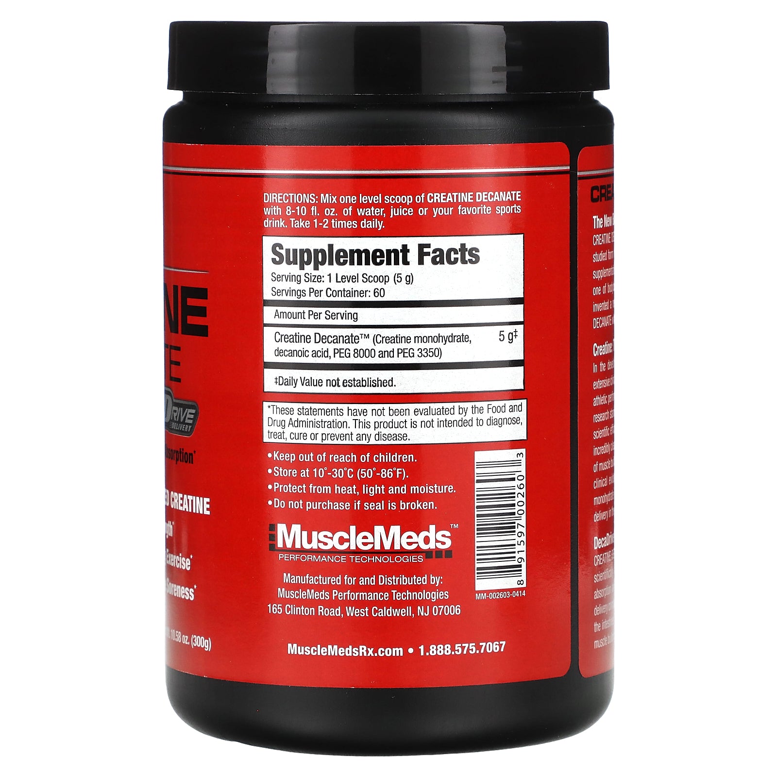 Foto 3 pulgar | Suplemento Musclemeds Decanato De Creatina Sin Sabor 300 G - Venta Internacional.
