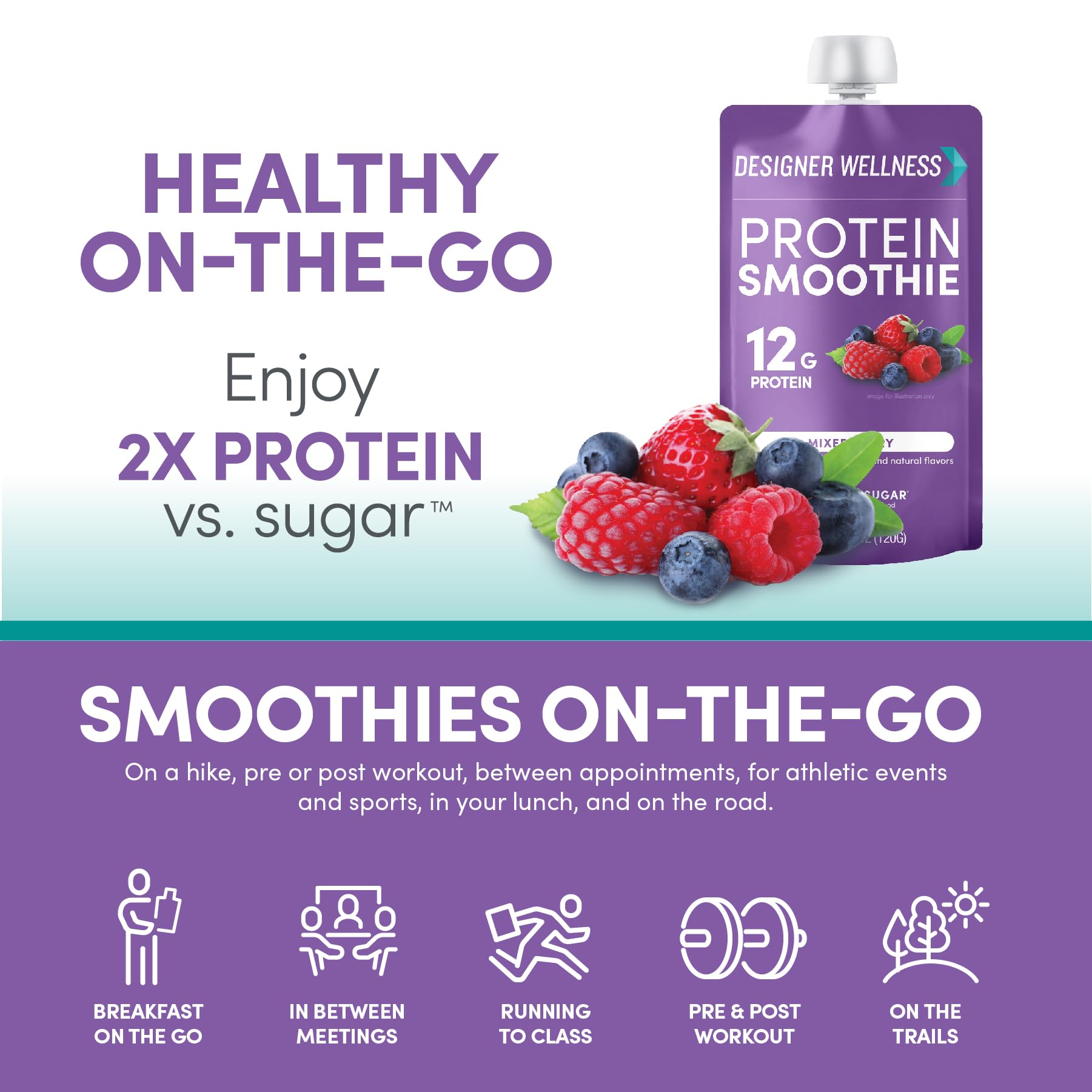 Foto 6 pulgar | Protein Smoothie Designer Wellness Mixed Berry 12 G De Proteína - Venta Internacional.