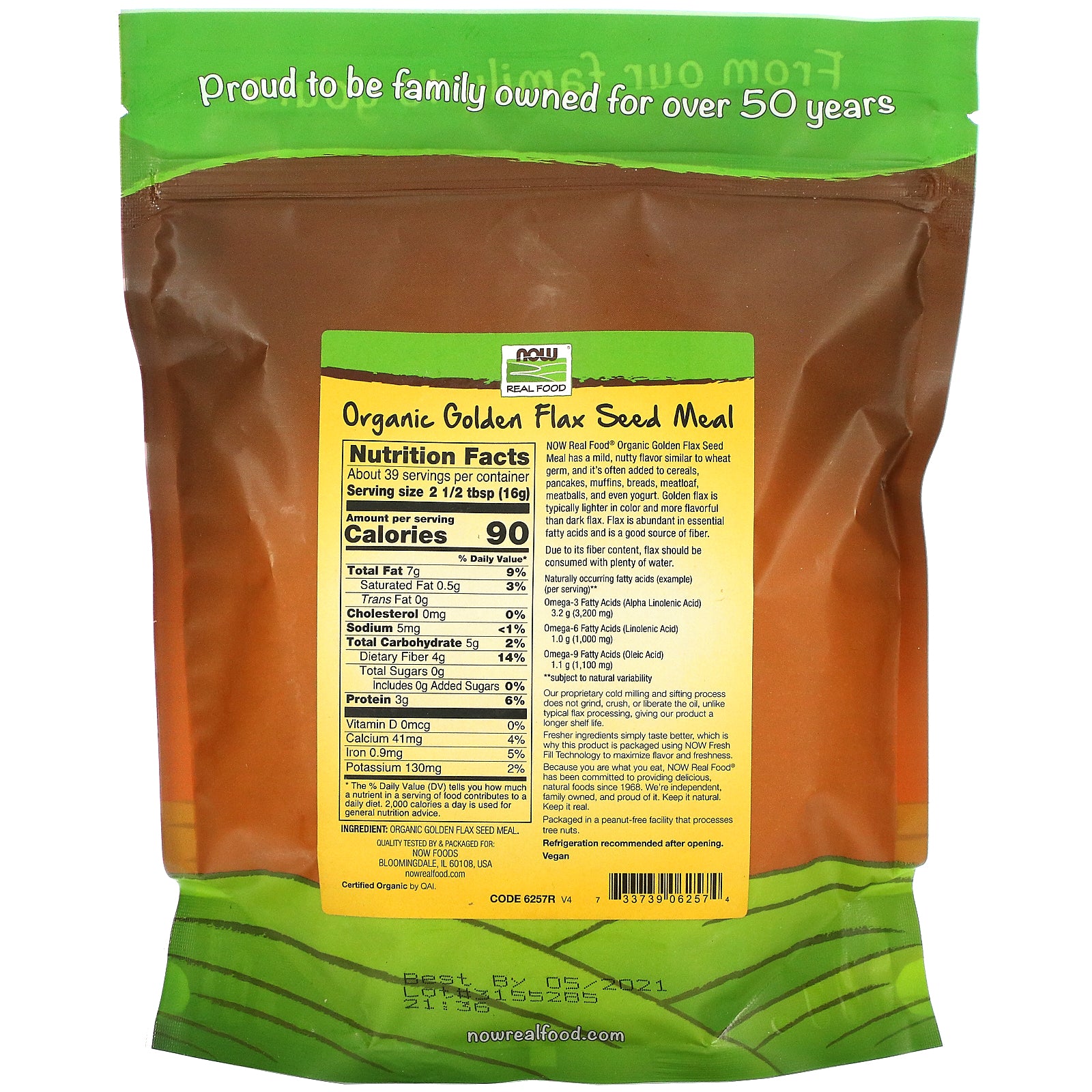 Foto 3 pulgar | Harina De Semillas De Lino Now Foods Real Food Organic 624g - Venta Internacional.
