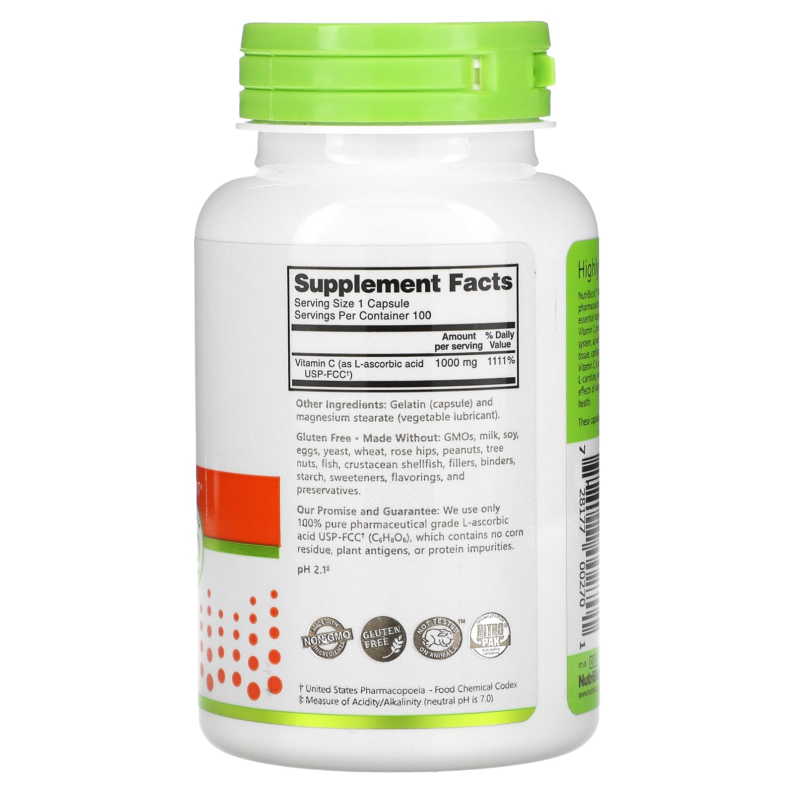 Foto 2 | Suplemento Nutribiotic Immunity Con Vitamina C  1000 Mg  100 Cápsulas - Venta Internacional.