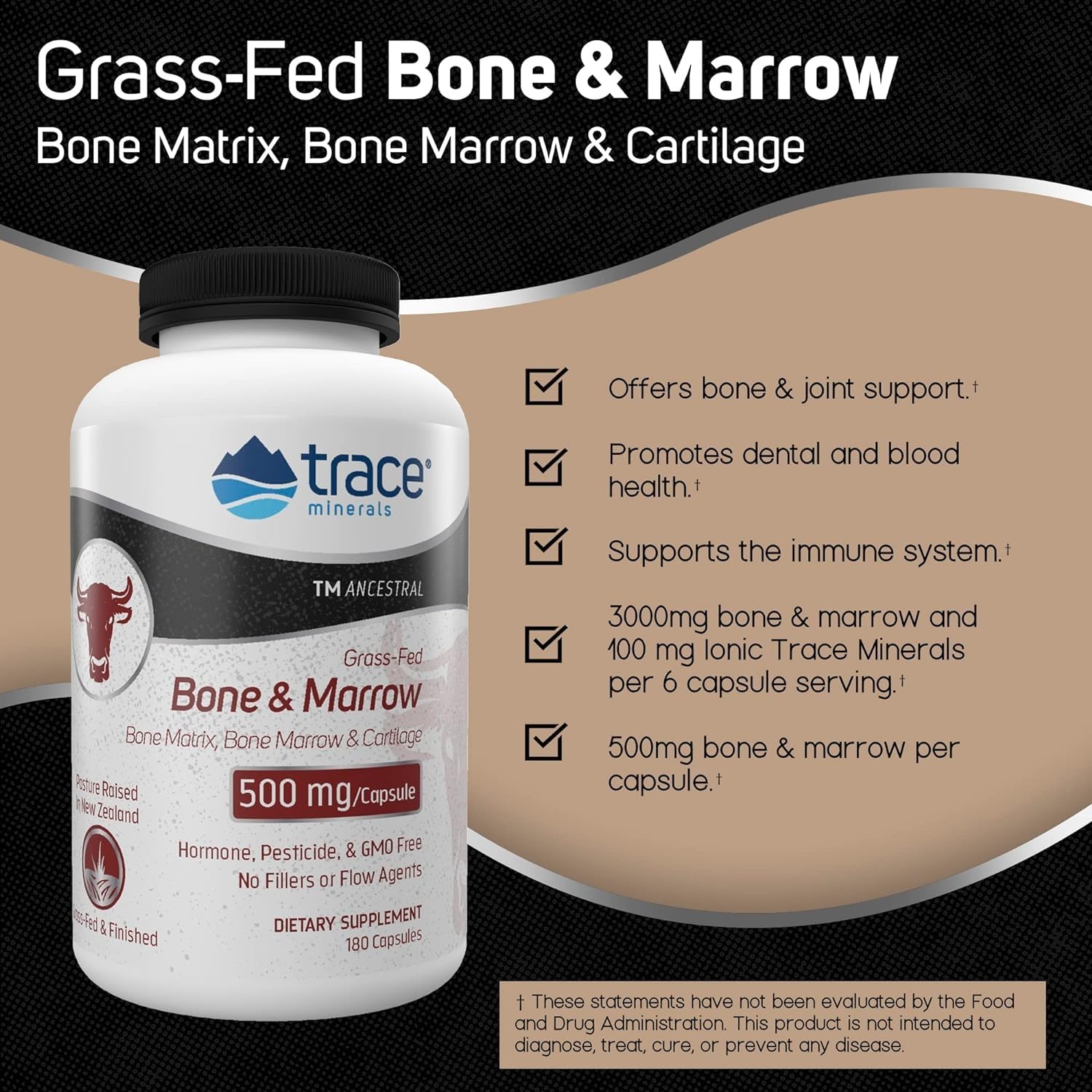 Foto 5 pulgar | Suplemento Trace Minerals Bone & Marrow 180 Cápsulas - Venta Internacional.