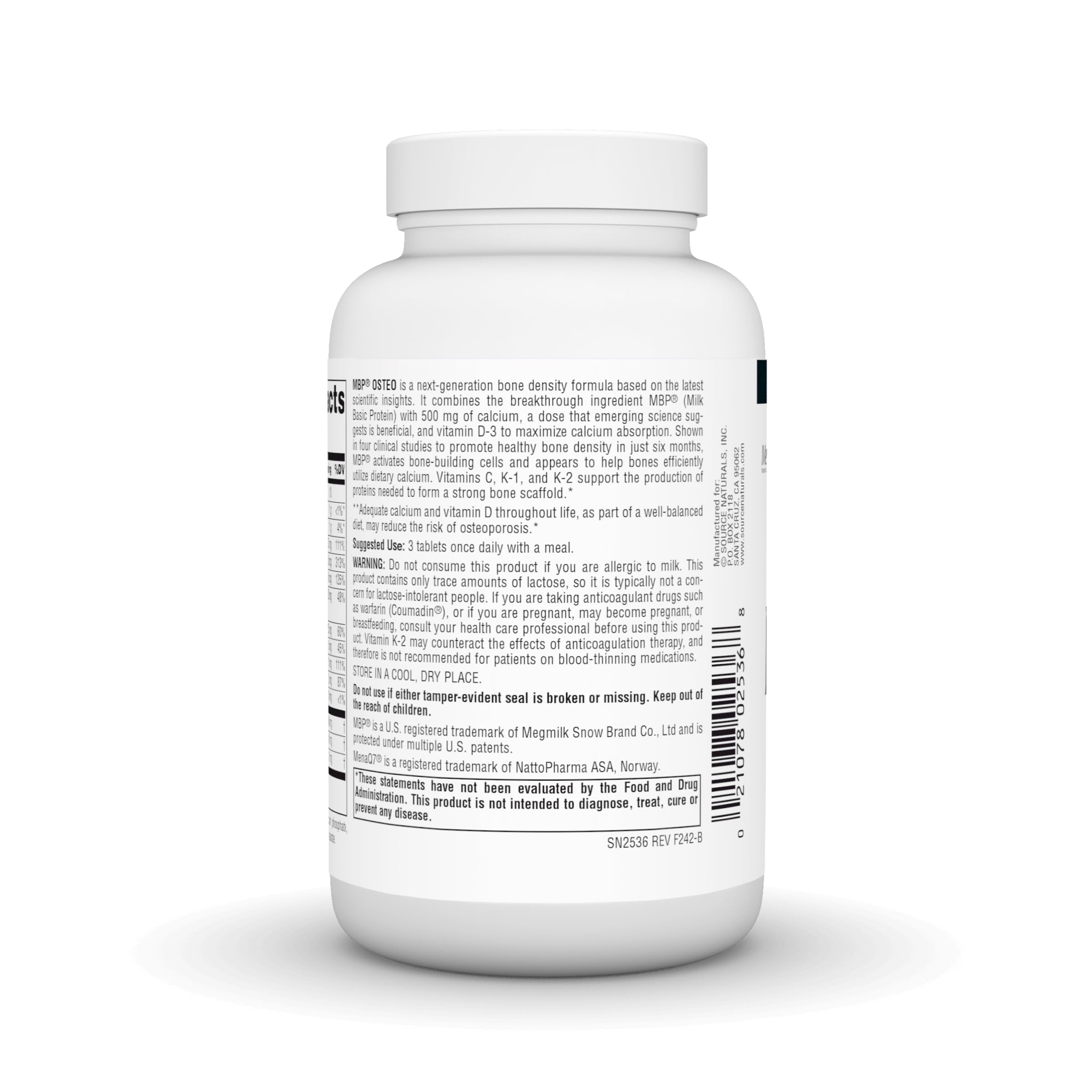Foto 4 pulgar | Supplement Source Naturals Mbp Osteo Con Calcio 90 Comprimidos - Venta Internacional.
