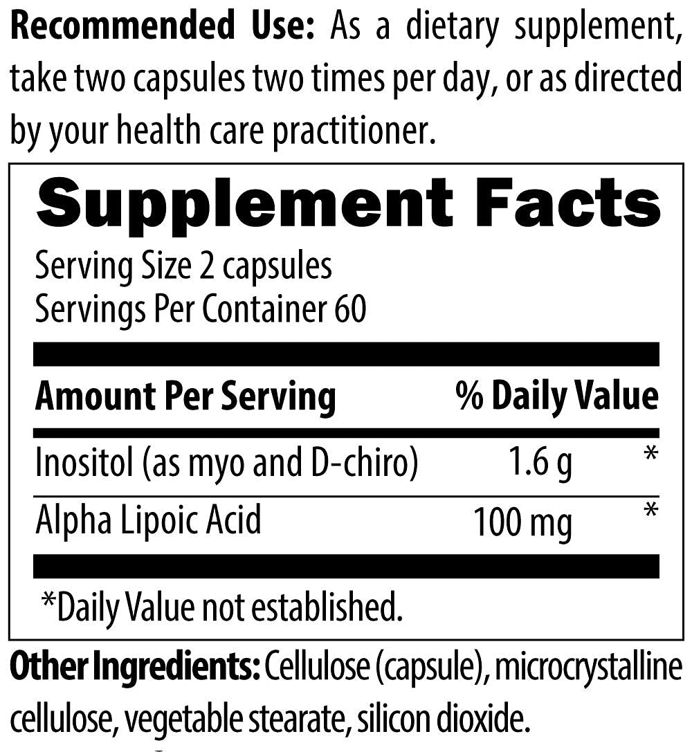 Foto 4 | Diseños De Suplementos Para La Salud Sensitol Inositol + Ala 120 Cápsulas - Venta Internacional.
