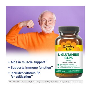 Foto 2 | Suplemento Country Life L-glutamina 500 Mg B6 100 Cápsulas - Venta Internacional