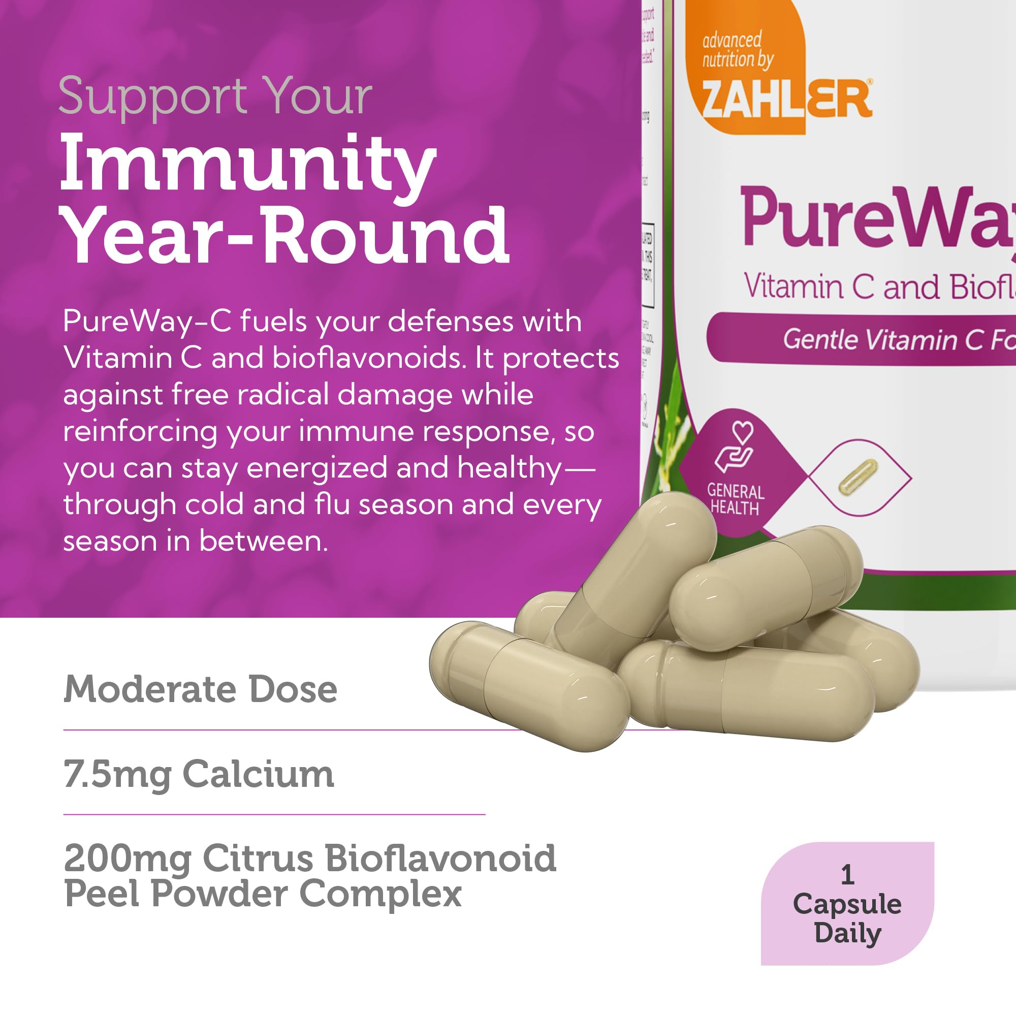 Foto 5 pulgar | Suplemento De Vitamina C Zahler 500 Mg Con Bioflavonoides 250 Cápsulas - Venta Internacional.