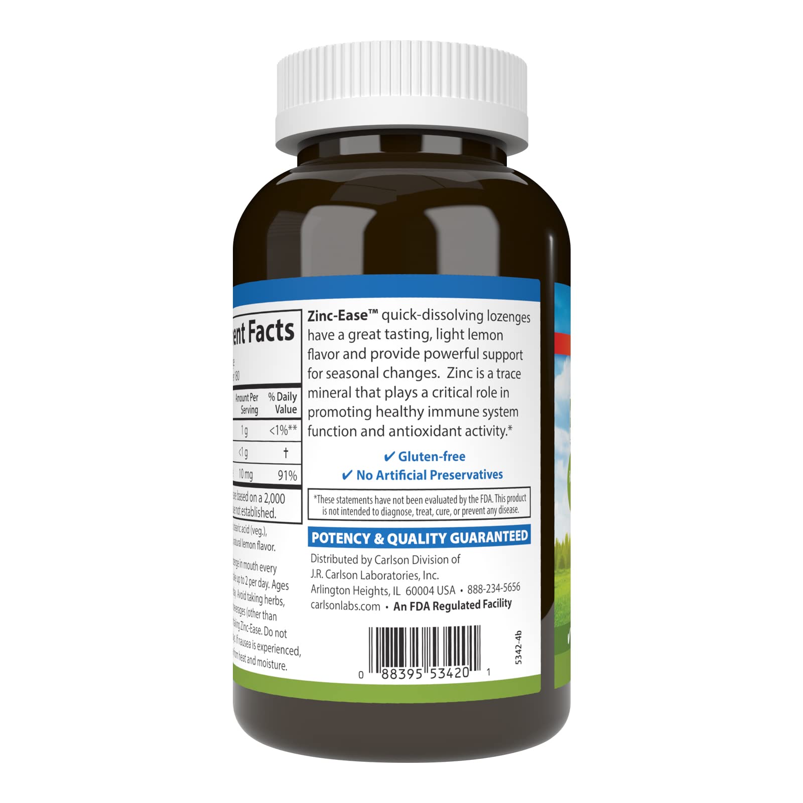 Foto 4 pulgar | Suplemento Alimenticio Pastillas Carlson Zinc-ease Health Support Lemon 180 Unidades - Venta Internacional.