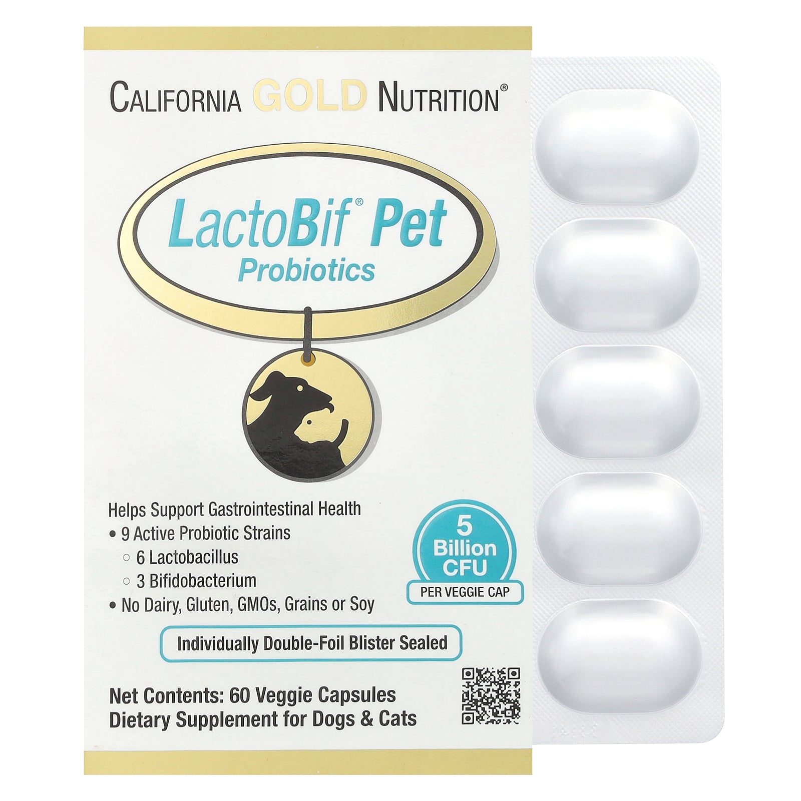 Foto 1 | Probióticos Para Mascotas California Gold Nutrition Lactobif   5 Mil Millones De Cfu - Venta Internacional.