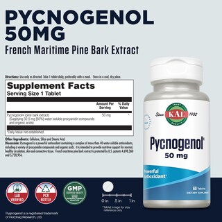Foto 2 | Suplemento Kal Pycnogenol 60 Tabletas - Venta Internacional
