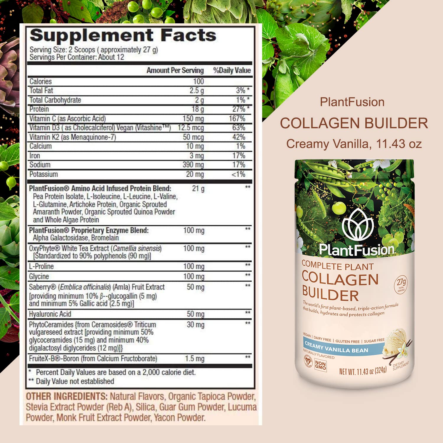 Foto 5 | Colágeno En Polvo Plantfusion Vegan Vanilla 340 Ml - Venta Internacional.