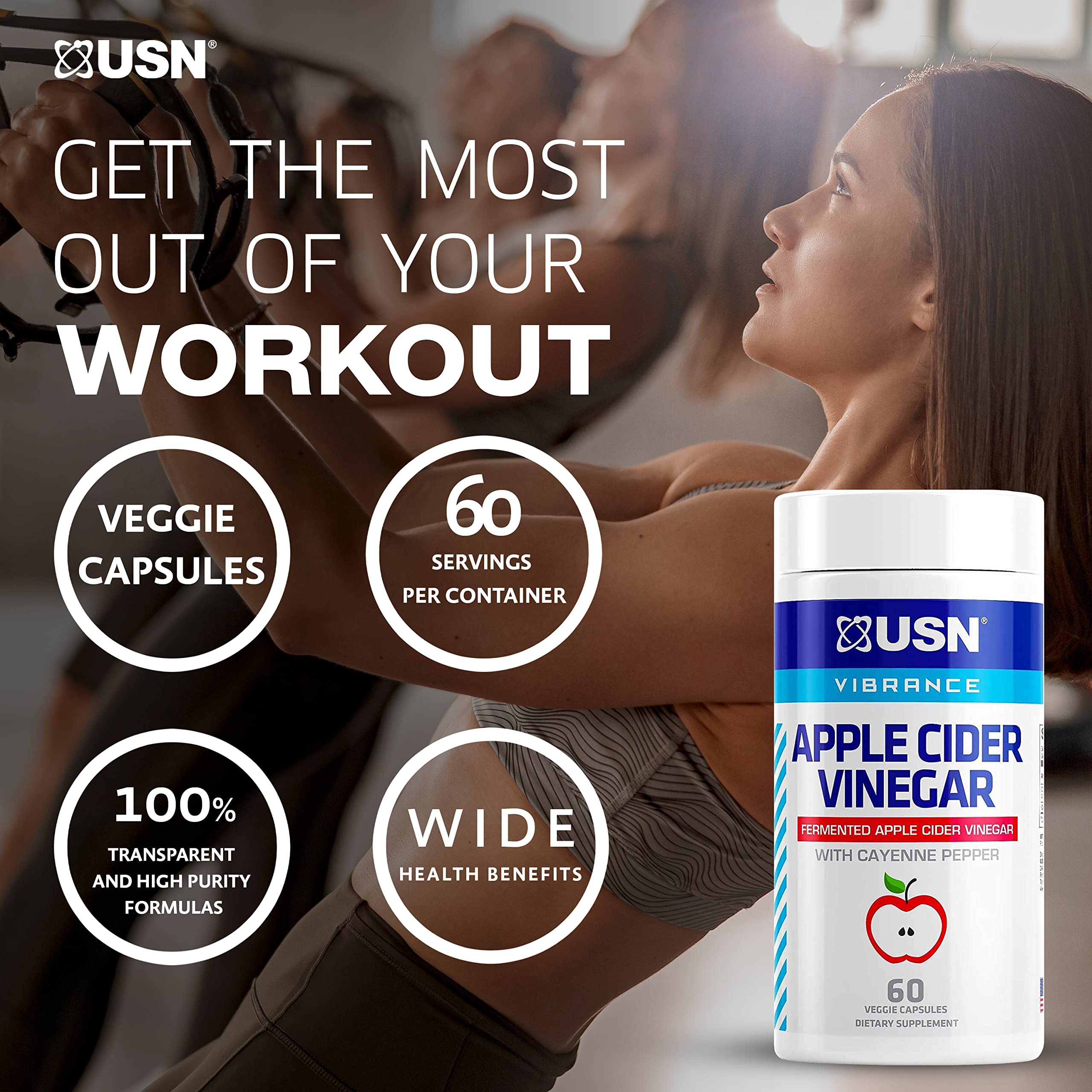 Foto 7 pulgar | Suplemento De Vinagre De Sidra De Manzana Usn Vibrance Series 60 Cápsulas - Venta Internacional.