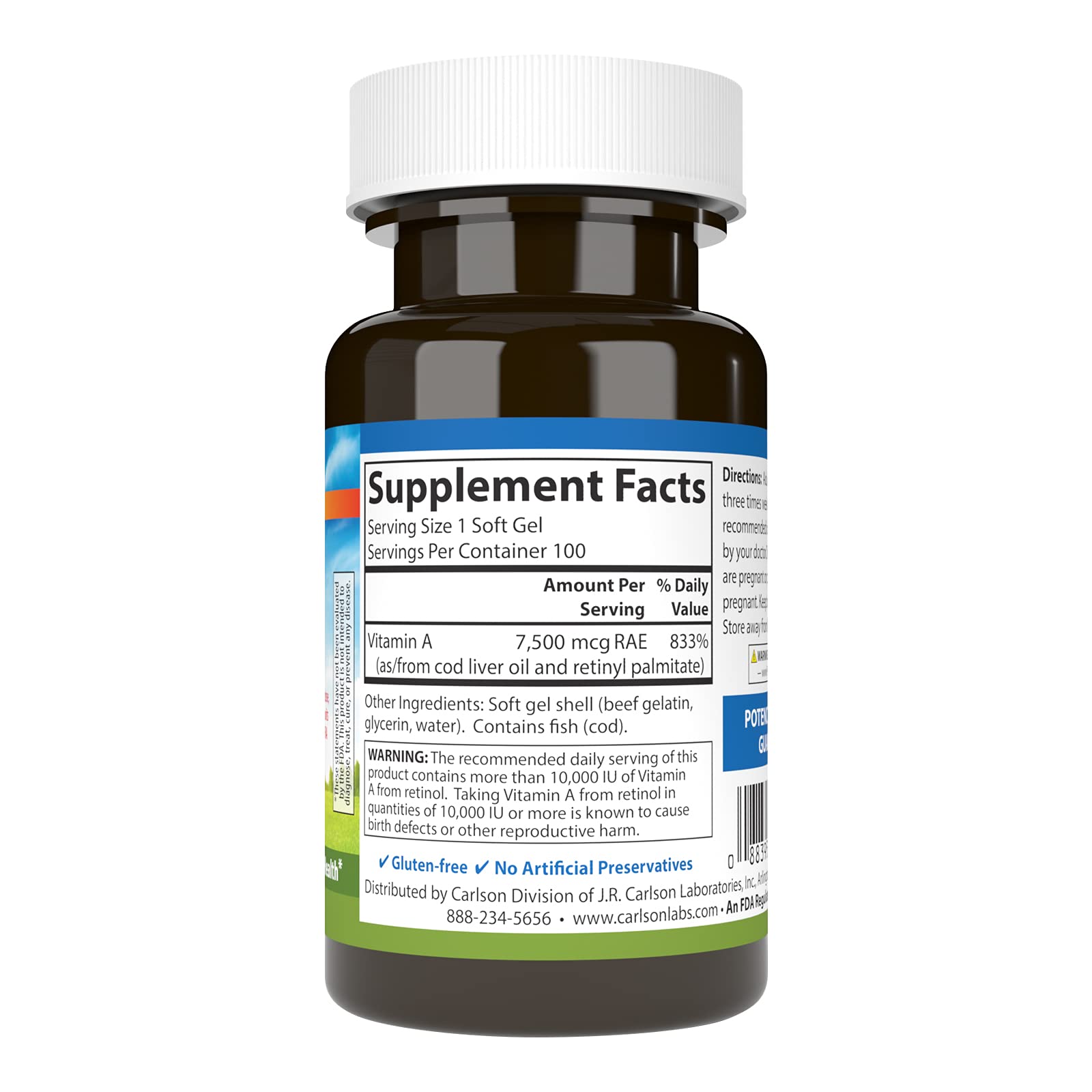Foto 3 pulgar | Suplemento Alimenticio Carlson De Vitamina A, 25 000 Ui (7500 Mcg Rae), 100 Cápsulas Blandas - Venta Internacional