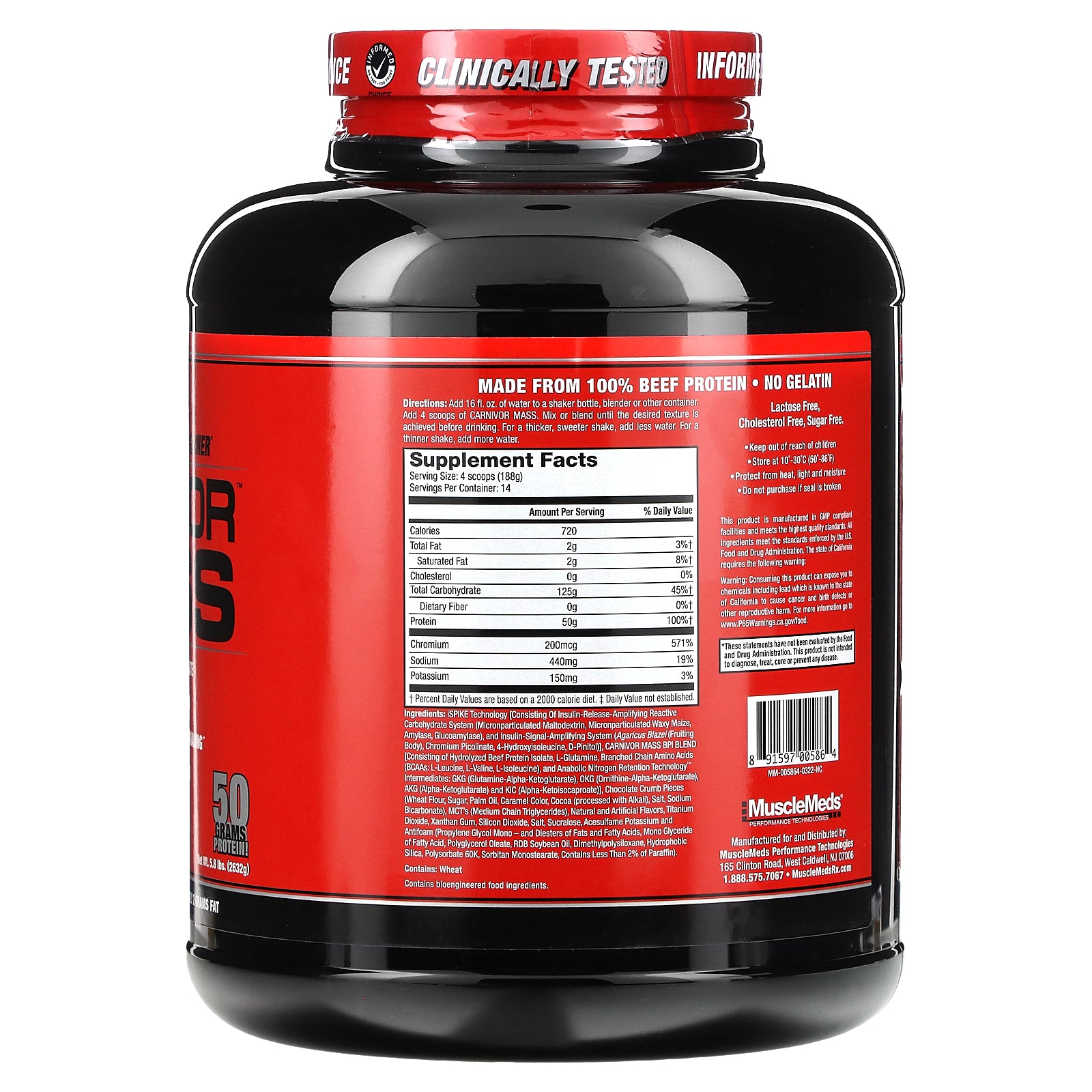Foto 3 pulgar | Galletas Y Crema Protein Gainer Musclemeds Carnivor Mass  2 632 Kg - Venta Internacional.