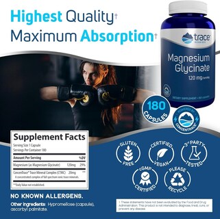 Foto 2 | Suplemento De Glicinato De Magnesio Con Oligoelementos 180 Cápsulas - Venta Internacional.