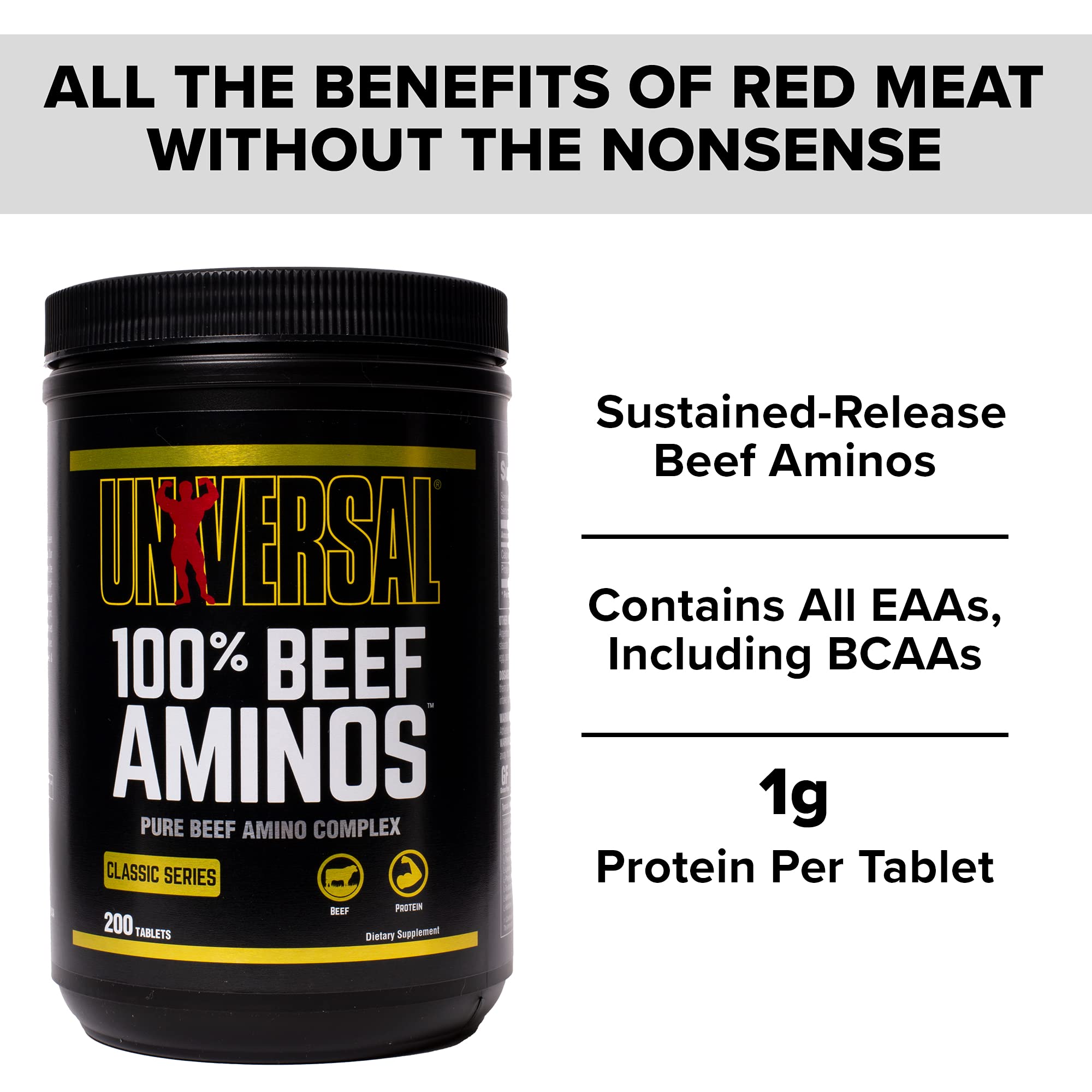 Foto 3 pulgar | Suplemento Universal Nutrition 100% Beef Aminos 200 Comprimidos - Venta Internacional