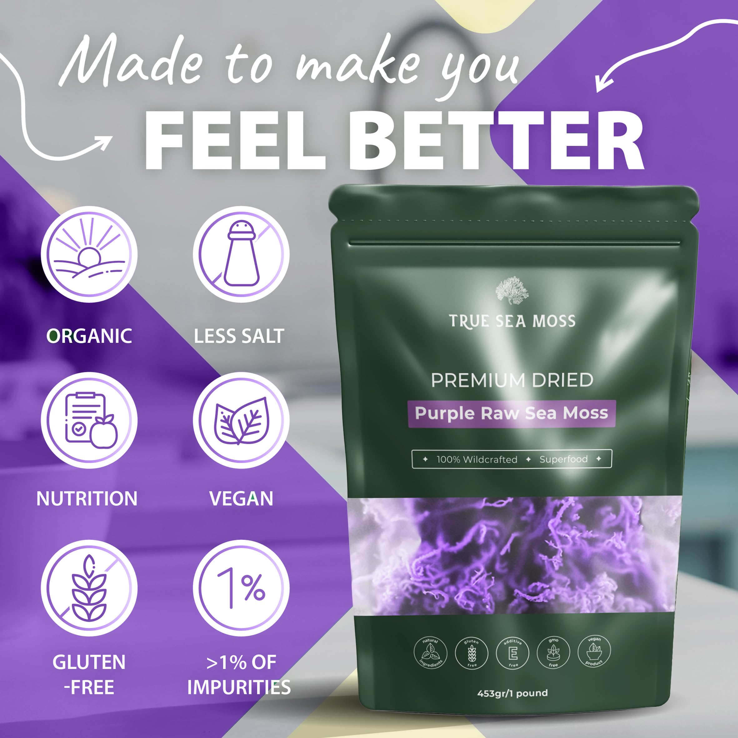 Foto 4 pulgar | Sea Moss Trueseamoss Purple Raw  100% Orgánico  Irlandés  454 G - Venta Internacional.